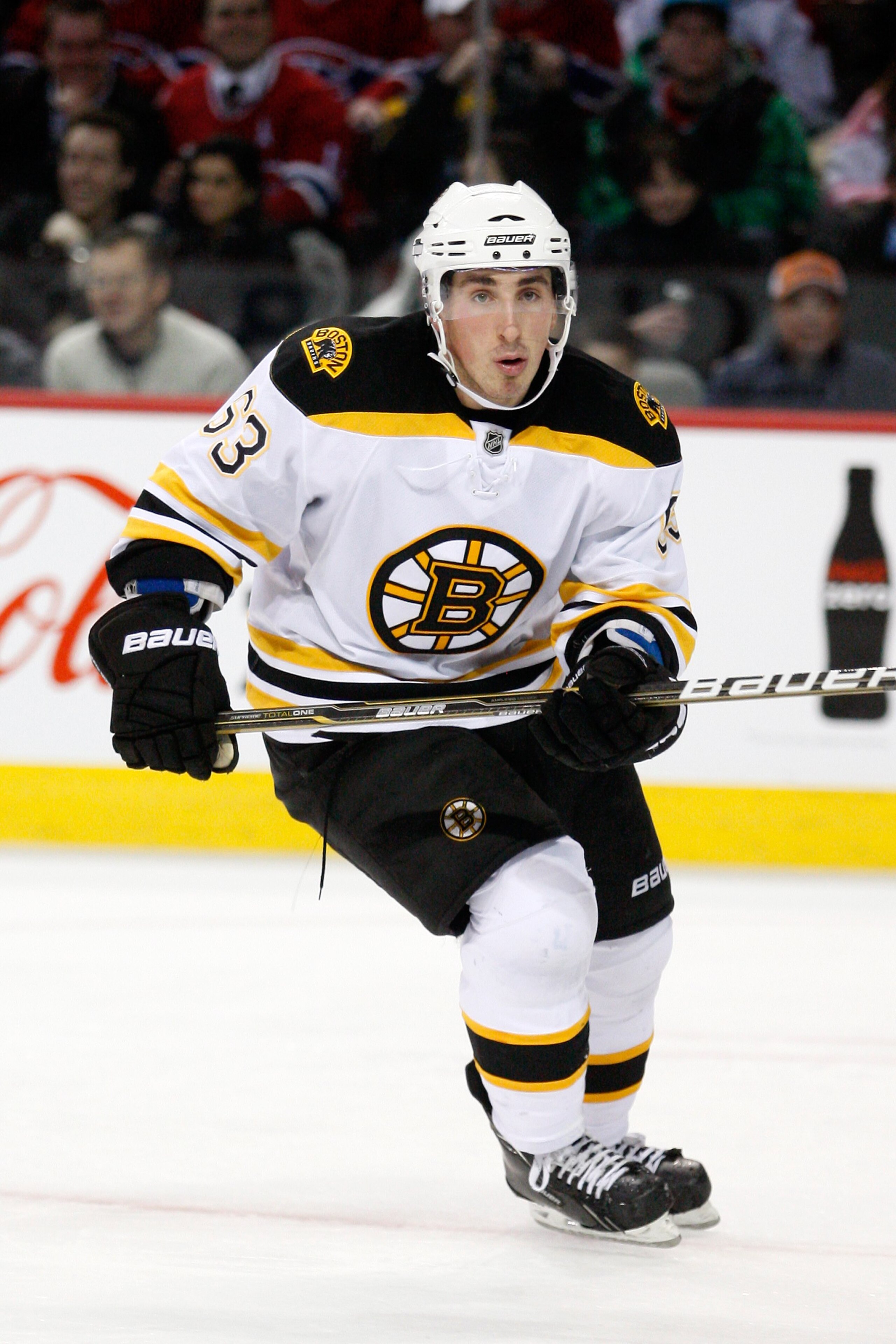 MONTREAL, CANADA - JANUARY 8:  Brad Marchand #63 of the Boston Bruins skates during the NHL game against the Montreal Canadiens at the Bell Centre on January 8, 2011 in Montreal, Quebec, Canada.  The Canadiens defeated the Bruins 3-2 in overtime.  (Photo