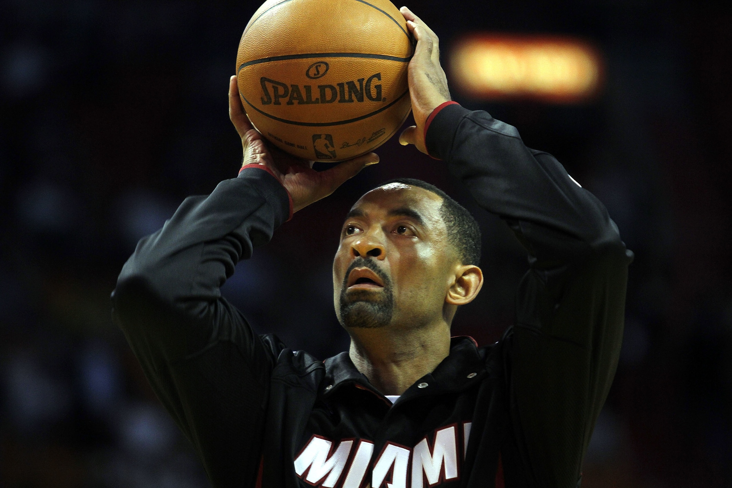 MIAMI - OCTOBER 18:  Forward Juwan Howard #5 of the Miami Heat prepares to face the Charlotte Bobcats on October 18, 2010 at American Airlines Arena in Miami, Florida. NOTE TO USER: User expressly acknowledges and agrees that, by downloading and/or using