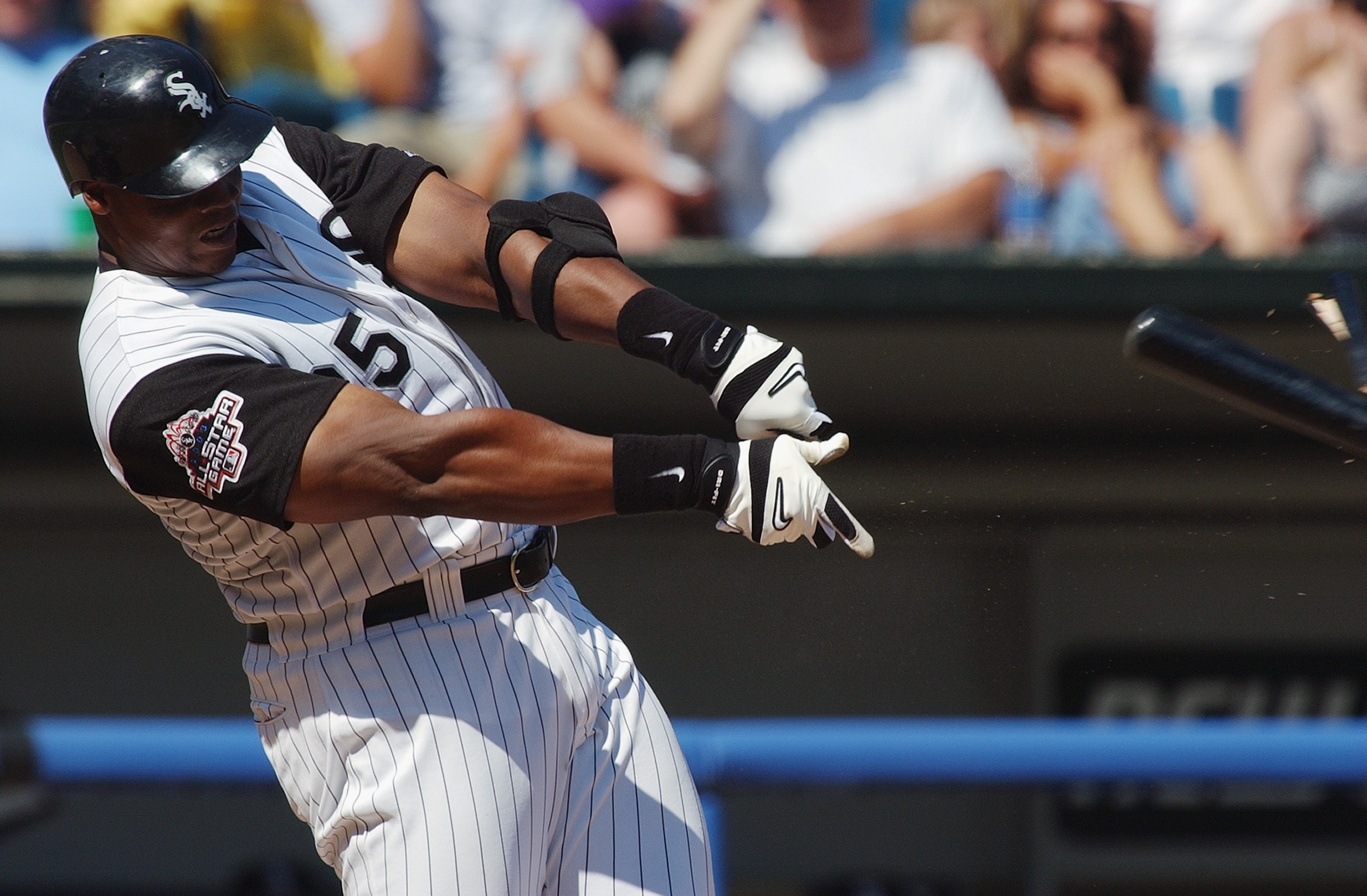 Frank Thomas of the Chicago White Sox with bat in hand films a Reebok  News Photo - Getty Images