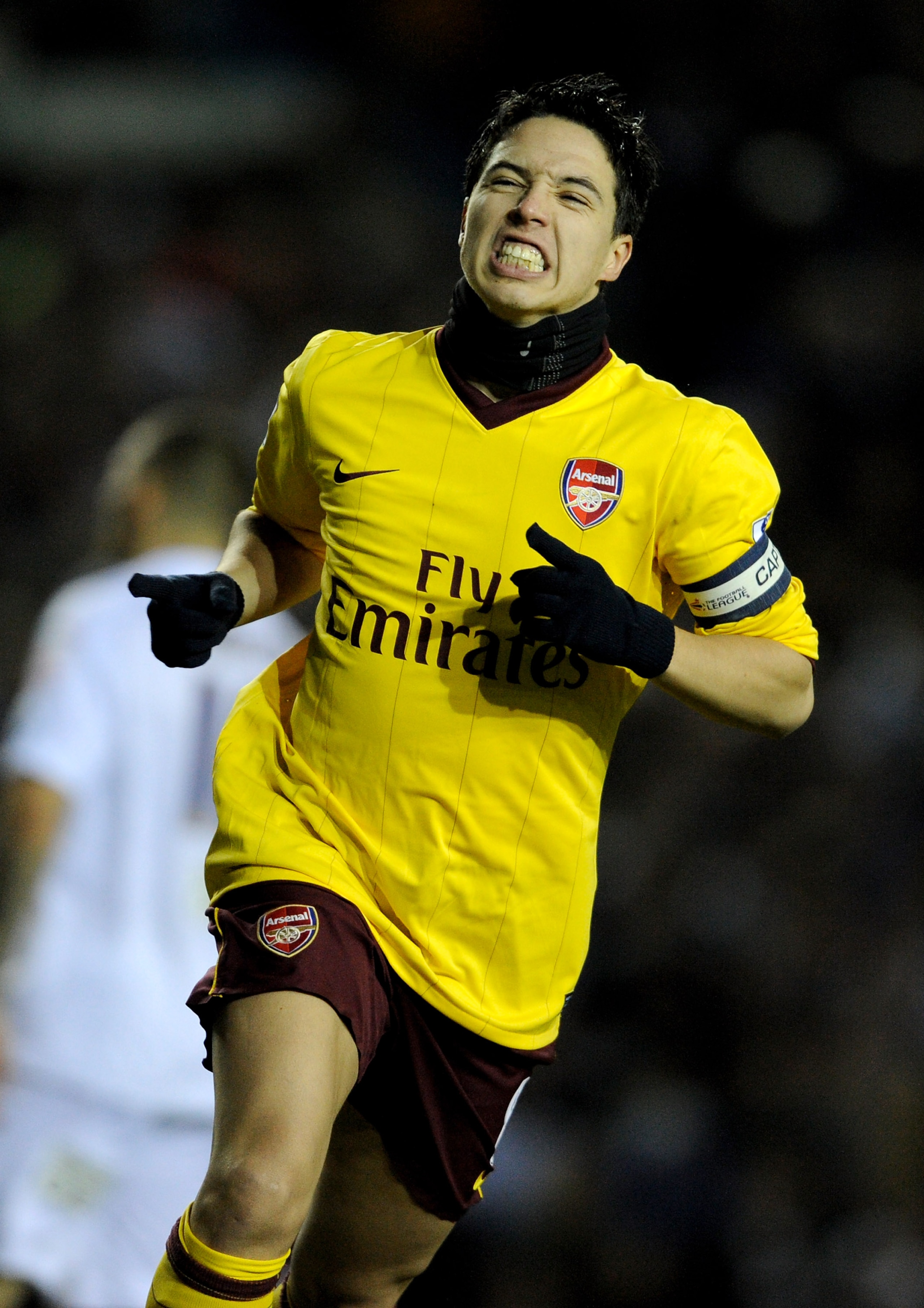 LEEDS, ENGLAND - JANUARY 19:  Samir Nasri of Arsenal celebrates scoring the opening goal during the FA Cup sponsored by E.On Third Round Replay match between Leeds United and Arsenal at Elland Road on January 19, 2011 in Leeds, England.  (Photo by Michael