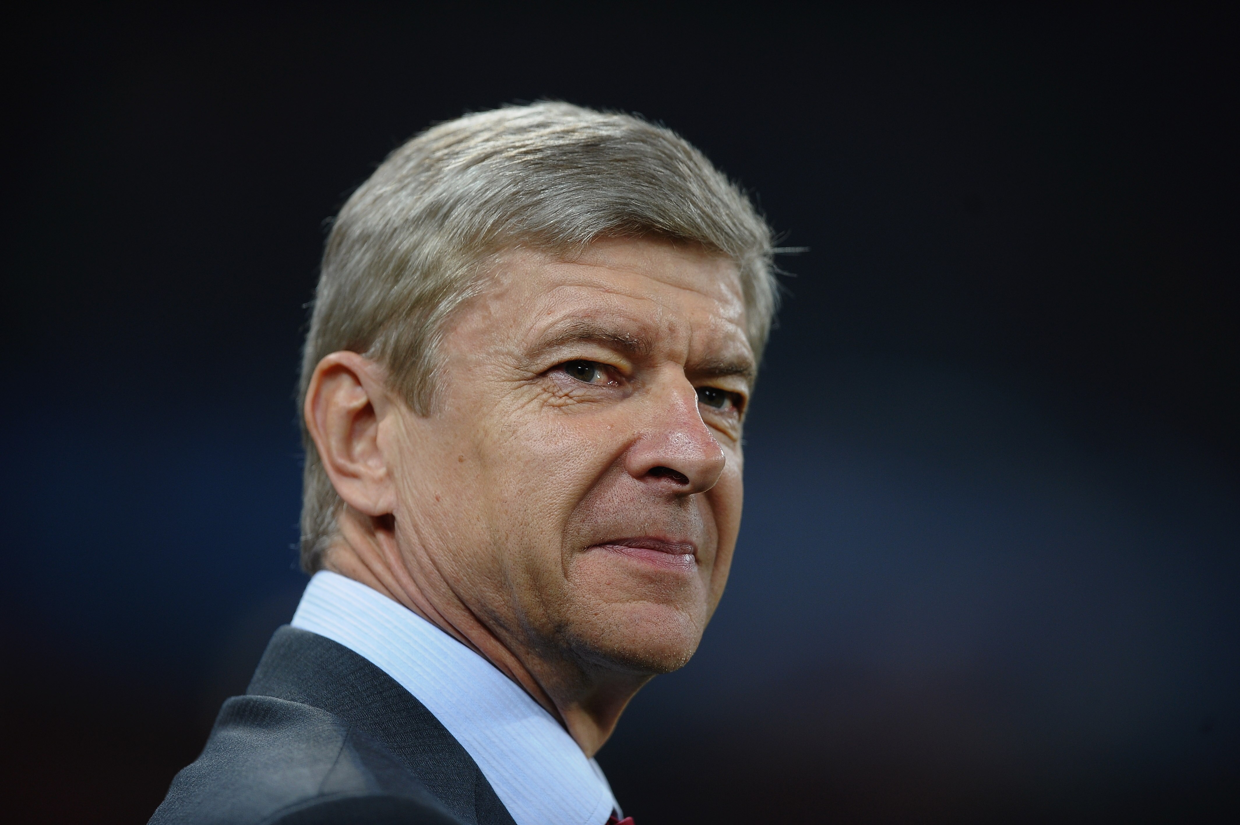 DONETSK, UKRAINE - NOVEMBER 03: Arsene Wenger of Arsenal looks on during the Champions League Group H match between FC Shakhtar Donetsk and Arsenal at the Donbass Arena on November 3, 2010 in Donetsk, Ukraine.  (Photo by Laurence Griffiths/Getty Images)
