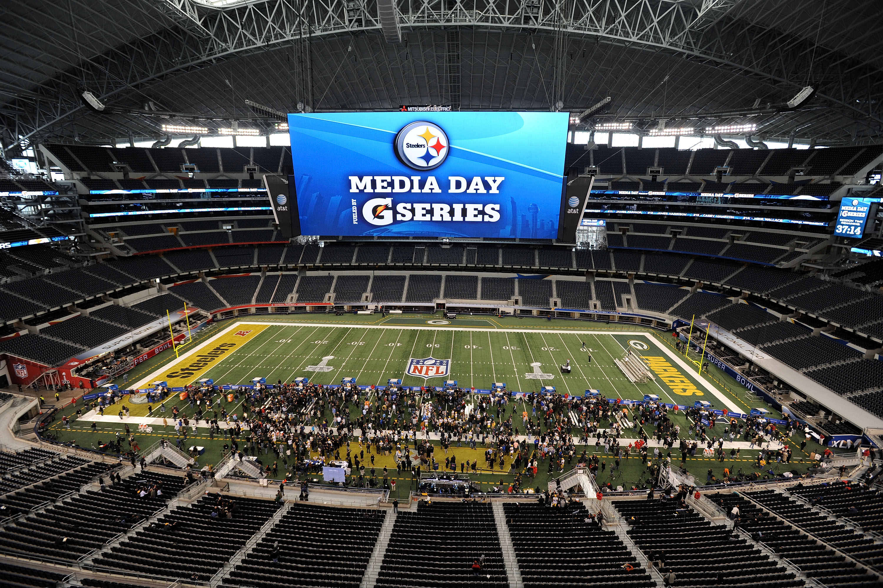 ARLINGTON, TX - FEBRUARY 01:  A general view as the Pittsburgh Steelers attend Super Bowl XLV Media Day ahead of Super Bowl XLV at Cowboys Stadium on February 1, 2011 in Arlington, Texas. The Pittsburgh Steelers will play the Green Bay Packers in Super Bo