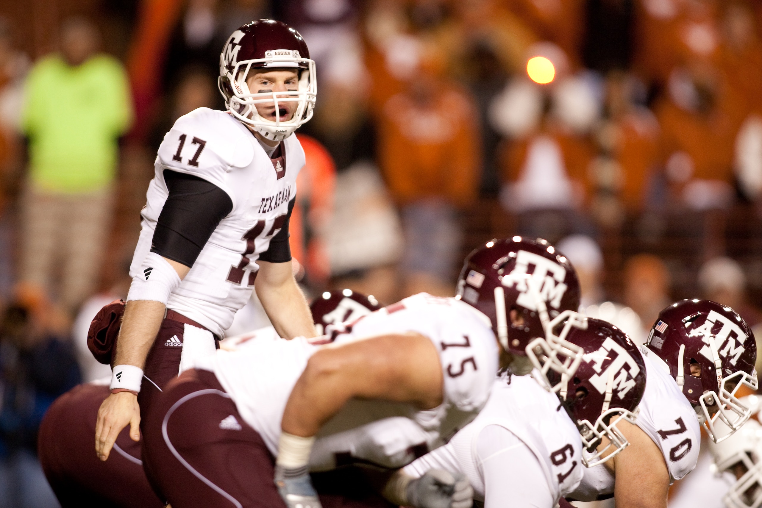 AUSTIN, TX - NOVEMBER 25: Quarterback Ryan Tannehill #17 of Texas A&M during the game against University of Texas in the first half at Darrell K. Royal-Texas Memorial Stadium on November 25, 2010 in Austin, Texas. (Photo by Darren Carroll/Getty Images) AUSTIN, TX - NOVEMBER 25: Quarterback Ryan Tannehill #17 of Texas A&M during the game against University of Texas in the first half at Darrell K. Royal-Texas Memorial Stadium on November 25, 2010 in Austin, Texas. (Photo by Darren Carroll/Getty Images)