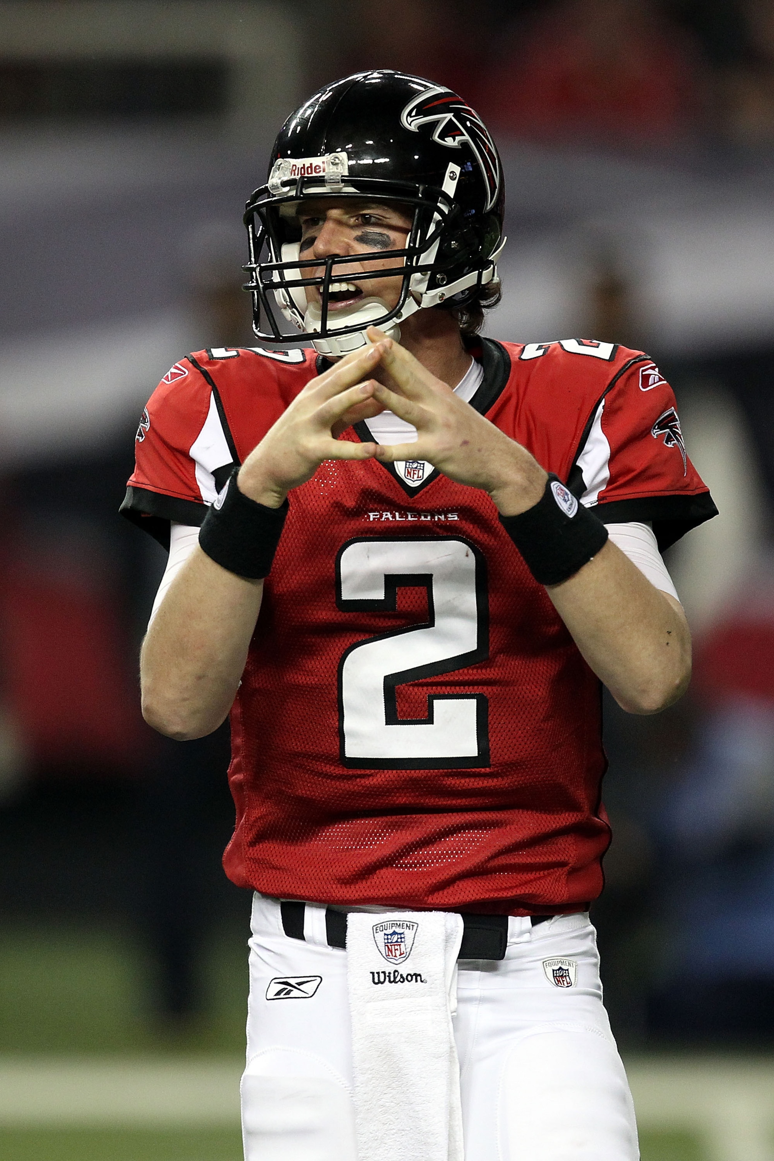 ATLANTA, GA - JANUARY 15:  Quarterback Matt Ryan #2 of the Atlanta Falcons looks on against the Green Bay Packers during their 2011 NFC divisional playoff game at Georgia Dome on January 15, 2011 in Atlanta, Georgia. The Packers won 48-21.  (Photo by Stre