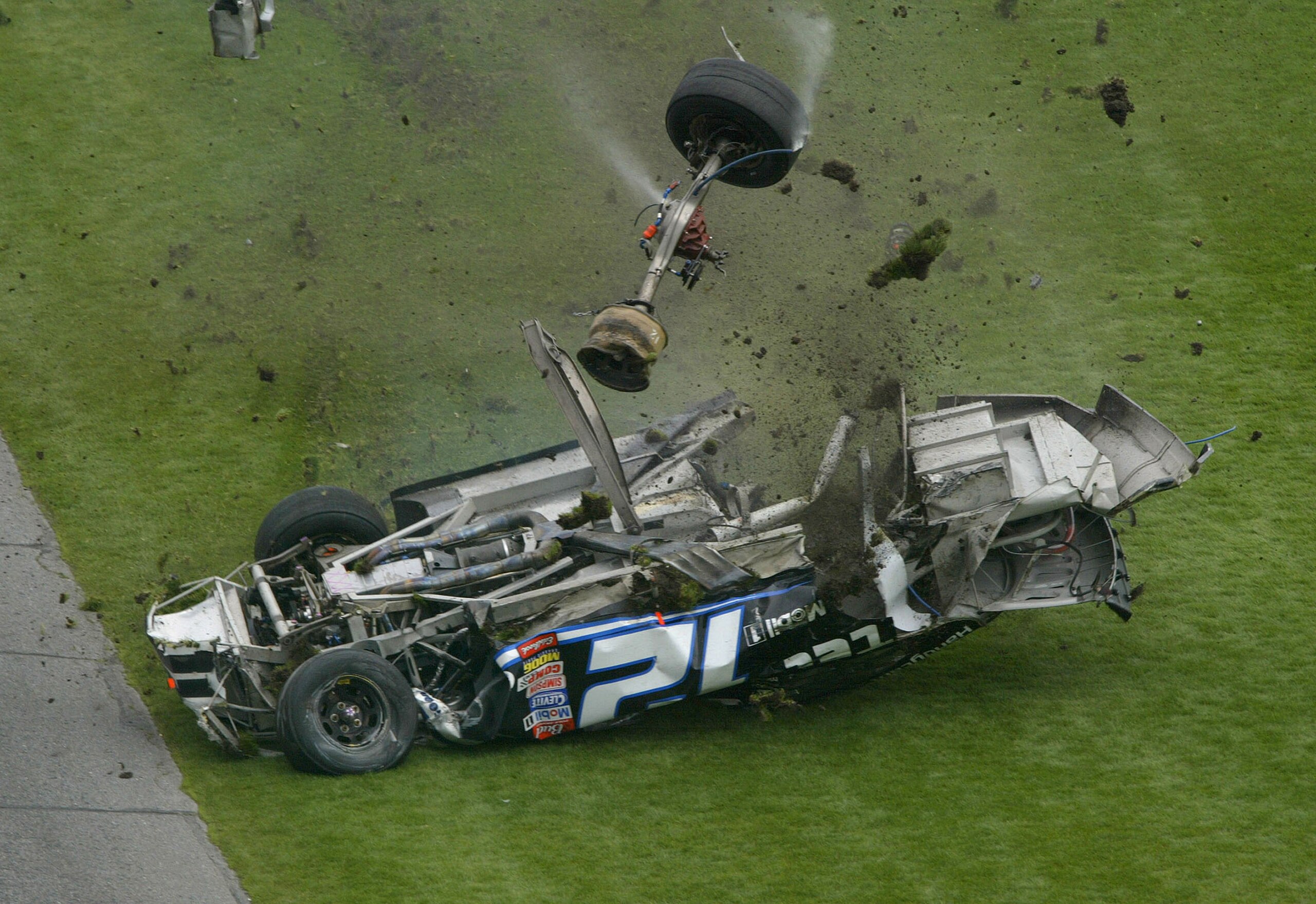DAYTONA BEACH, FL - FEBRUARY 16:  Ryan Newman barrell rolls his #12 Penske Racing Alltel Dodge during the NASCAR Winston Cup Series Daytona 500 on February 16, 2003 at the Daytona International Speedway in Daytona Beach, Florida.(Photo by Robert Laberge/G