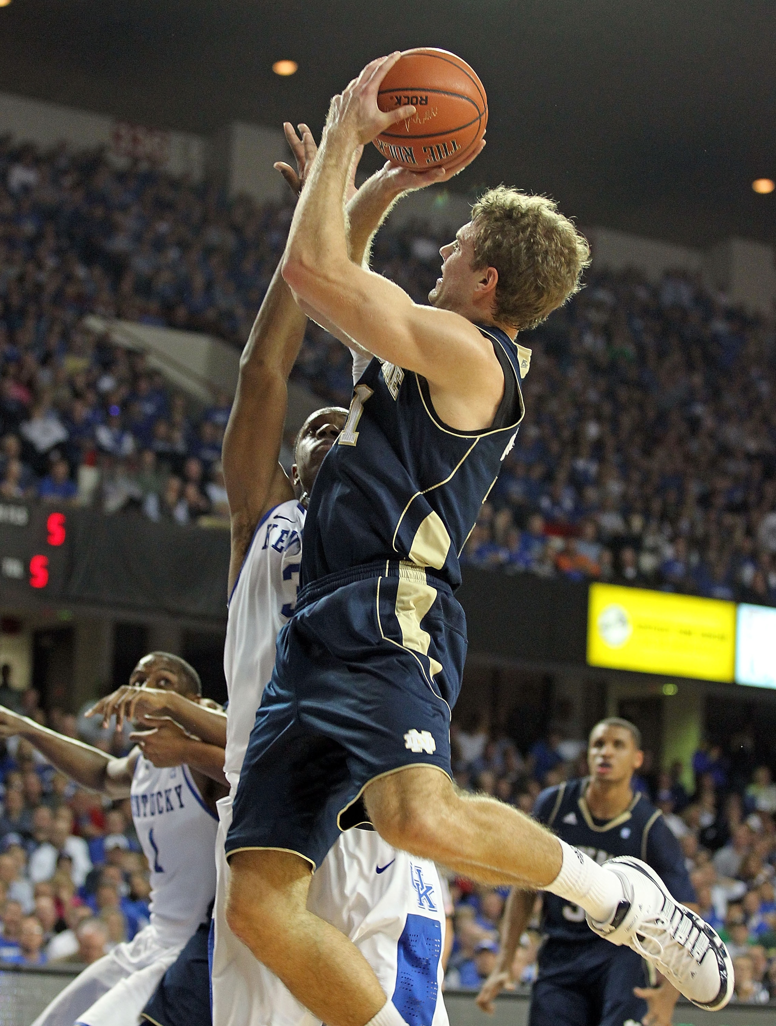 LOUISVILLE, KY - DECEMBER 08: Tim Abromaitis #21 of the Notre Dame Fighting Irish shoots the ball during the game against the Kentucky Wildcats in the 2010 DIRECTV SEC/BIG EAST Invitational at Freedom Hall on December 8, 2010 in Louisville, Kentucky. (P LOUISVILLE, KY - DECEMBER 08: Tim Abromaitis #21 of the Notre Dame Fighting Irish shoots the ball during the game against the Kentucky Wildcats in the 2010 DIRECTV SEC/BIG EAST Invitational at Freedom Hall on December 8, 2010 in Louisville, Kentucky. (P