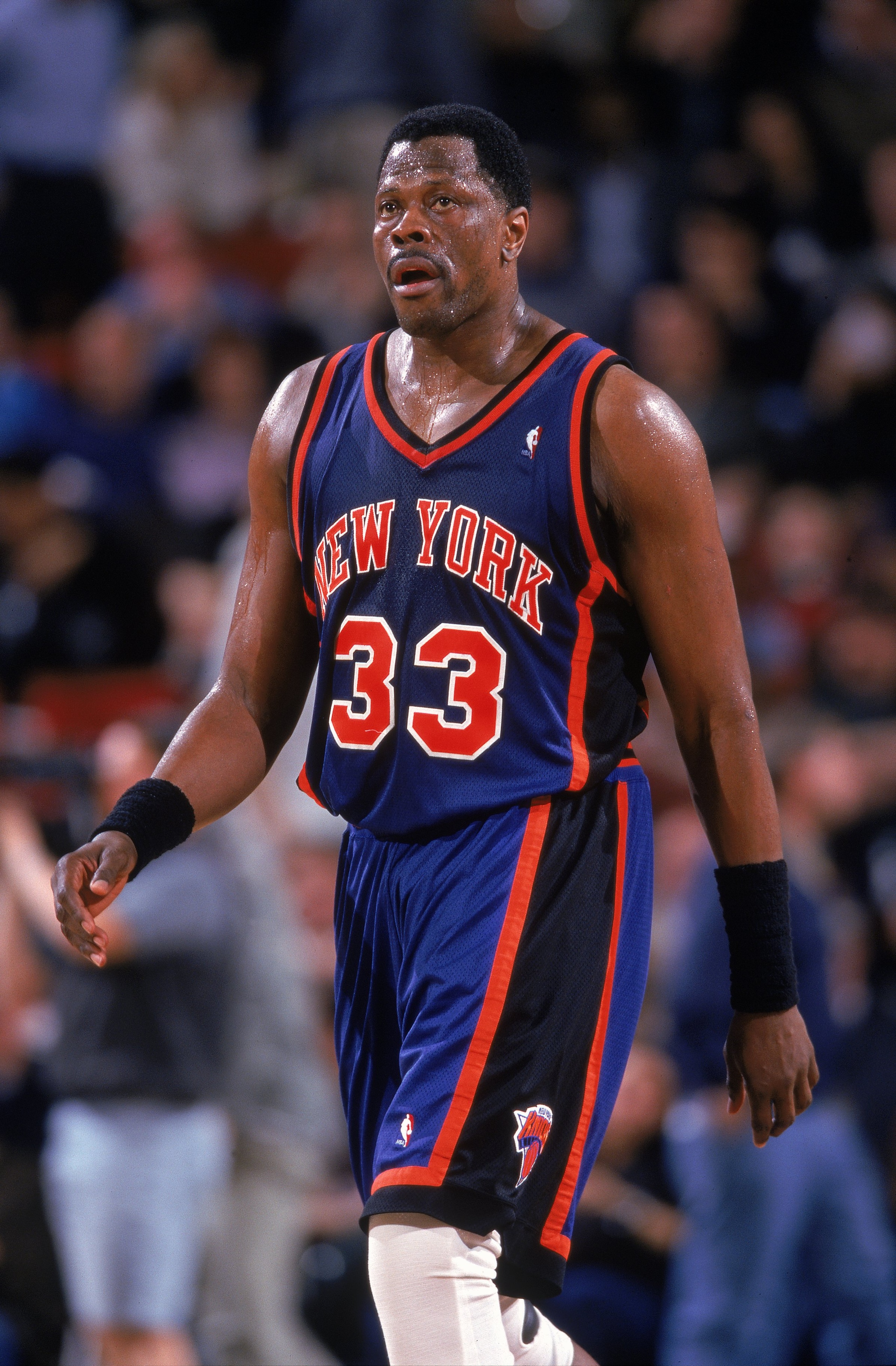 29 Mar 2000: Patrick Ewing #33 of the New York Knicks walks on the court during a game against the Seattle SuperSonics at Key Arena in Seattle, Washington. The Knicks defeated the SuperSonics 110-95.   Mandatory Credit: Otto Greule Jr.  /Allsport