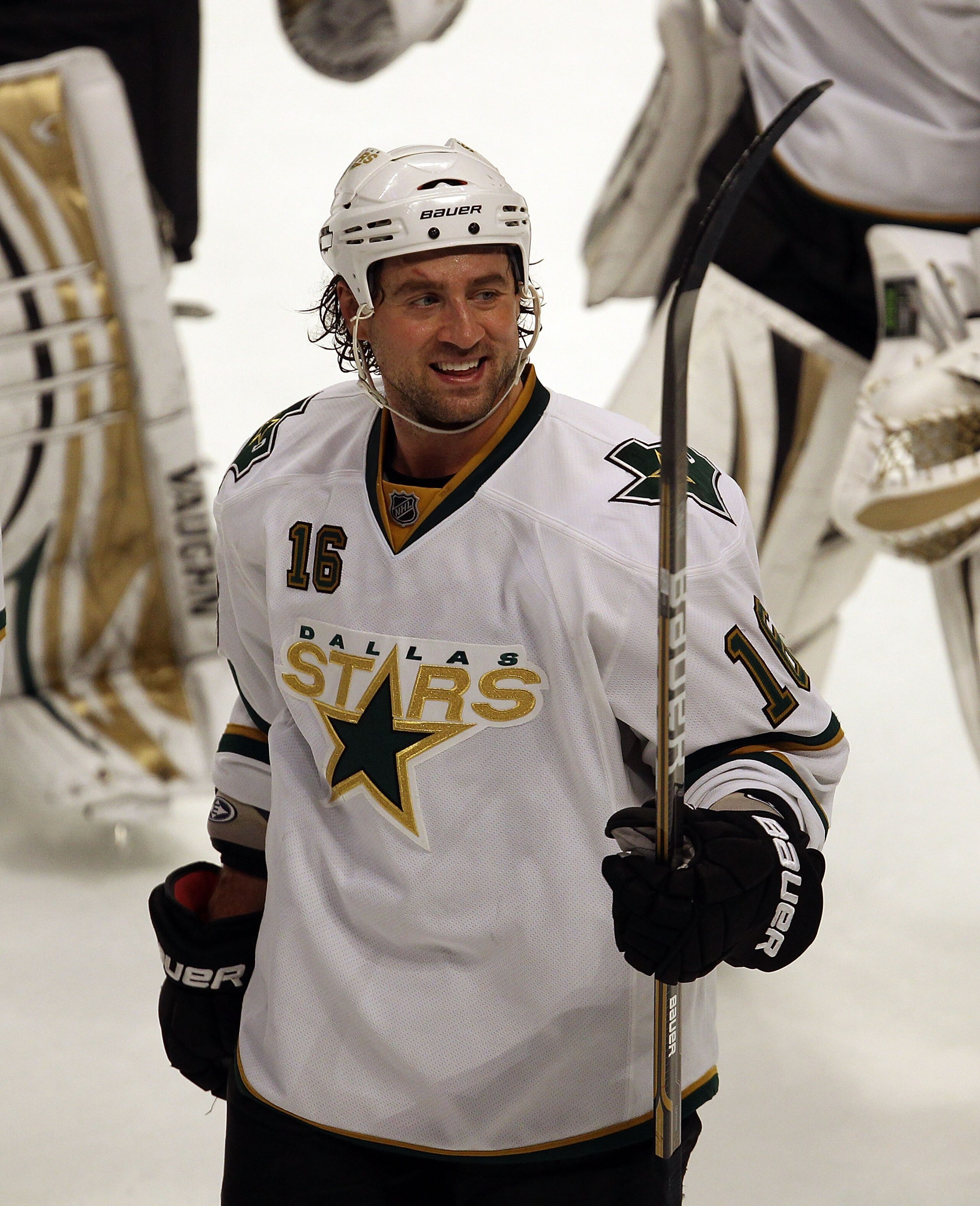 CHICAGO, IL - JANUARY 05: Adam Burish #16 of the Dallas Stars smiles as he leaves the ice after a win over the Chicago Blackhawks at the United Center on January 5, 2011 in Chicago, Illinois. The Stars defeated the Blackhawks 4-2. (Photo by Jonathan Danie CHICAGO, IL - JANUARY 05: Adam Burish #16 of the Dallas Stars smiles as he leaves the ice after a win over the Chicago Blackhawks at the United Center on January 5, 2011 in Chicago, Illinois. The Stars defeated the Blackhawks 4-2. (Photo by Jonathan Danie