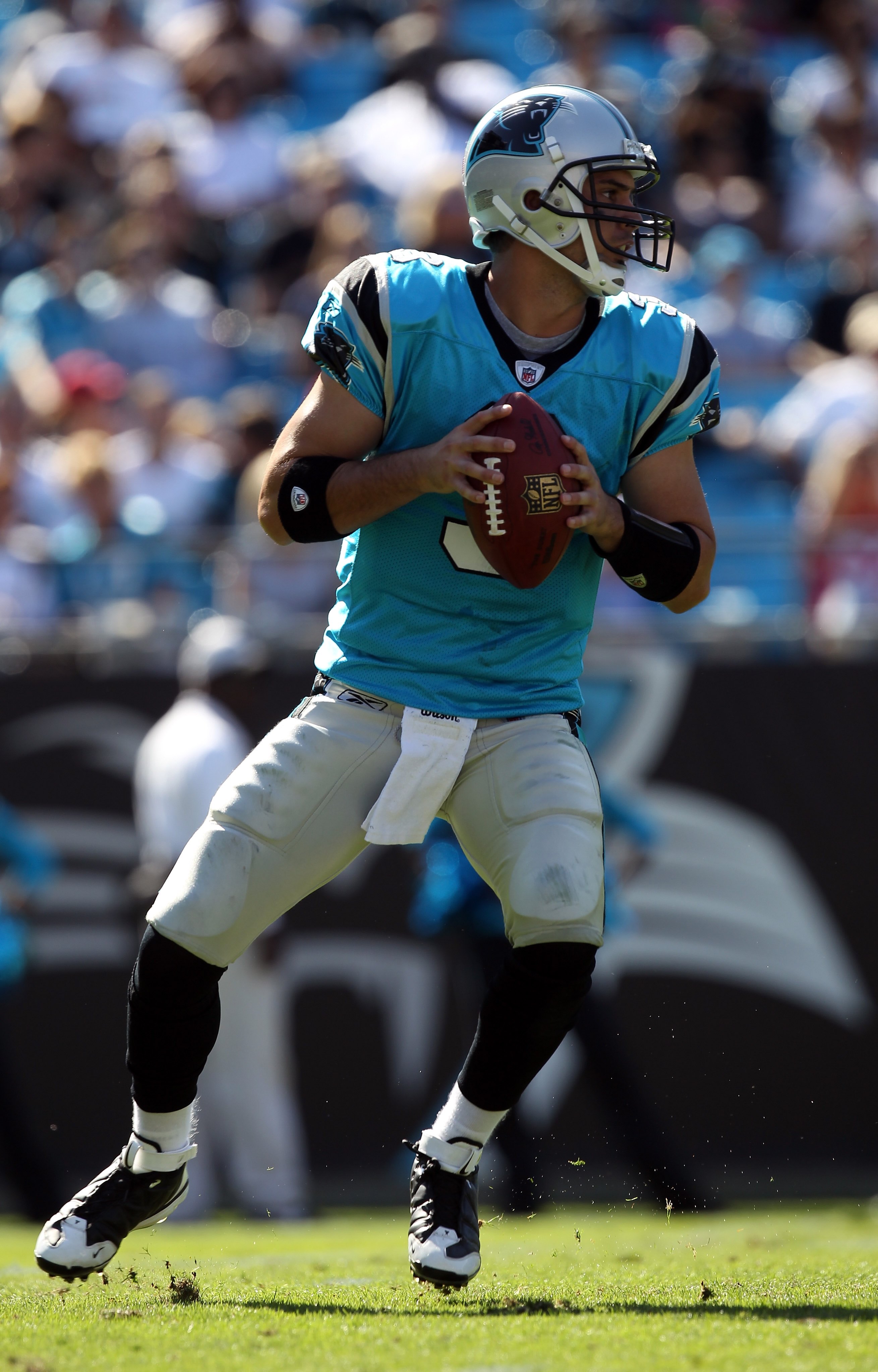 August 21, 2010; Carolina Panthers quarterback Matt Moore (3) looks down  the line at Bank of America Stadium in Charlotte,NC..Jim Dedmon/CSM , Jets  9 - Panthers 3 Preseason(Credit Image: © Jim Dedmon/Cal