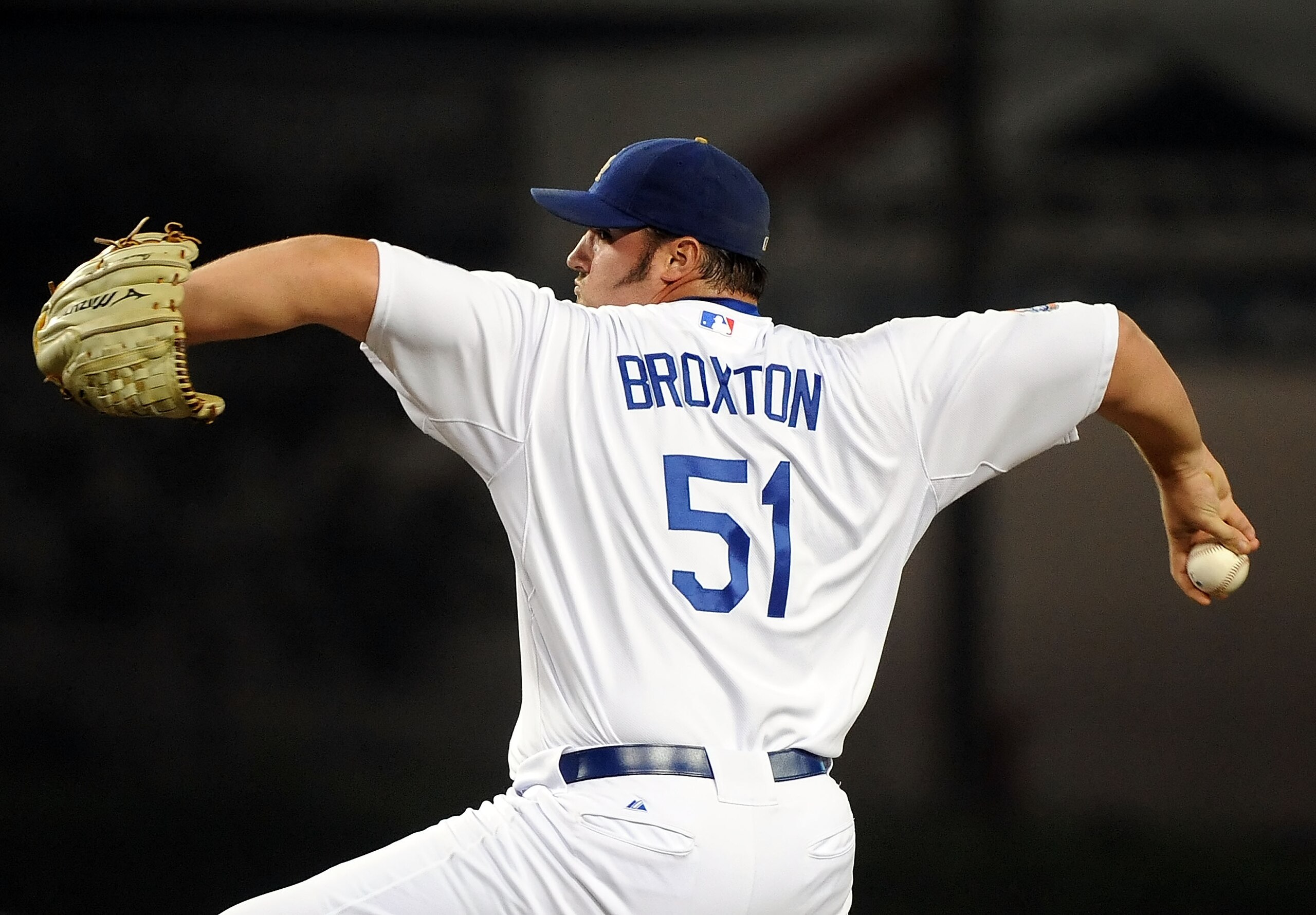 LOS ANGELES, CA - SEPTEMBER 17: Jonathan Broxton #51 of the Los Angeles Dodgers pitches against the Colorado Rockies at Dodger Stadium on September 17, 2010 in Los Angeles, California. (Photo by Lisa Blumenfeld/Getty Images) LOS ANGELES, CA - SEPTEMBER 17: Jonathan Broxton #51 of the Los Angeles Dodgers pitches against the Colorado Rockies at Dodger Stadium on September 17, 2010 in Los Angeles, California. (Photo by Lisa Blumenfeld/Getty Images)