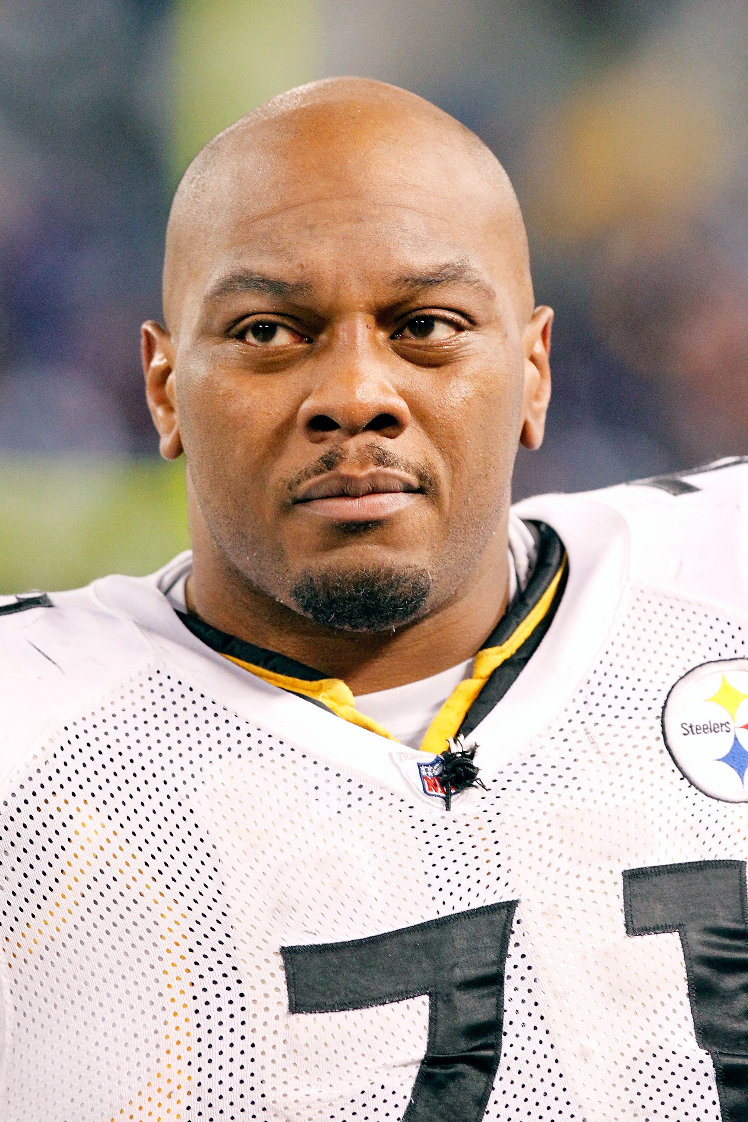 BALTIMORE, MD - DECEMBER 05:  Tackle Flozell Adams #71 of the Pittsburgh Steelers looks on from the sidelines during the third quarter of the game against the Baltimore Ravens at M&T Bank Stadium on December 5, 2010 in Baltimore, Maryland.  Pittsburgh won