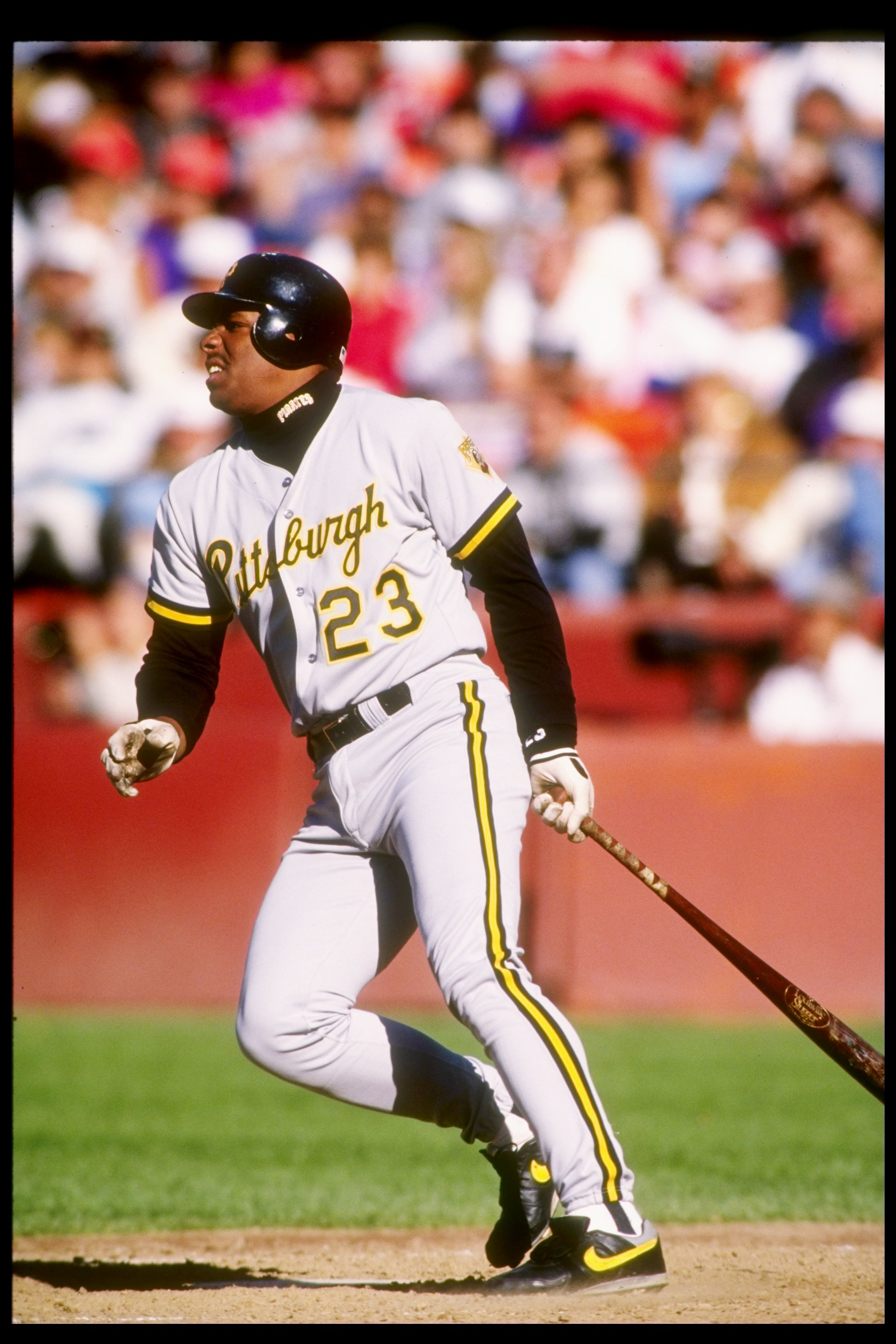 16 Jun 1991:  Third baseman Bobby Bonilla of the Pittsburgh Pirates watches his shot during a game against the San Francisco Giants at Candlestick Park in San Francisco, California. Mandatory Credit: Otto Greule  /Allsport