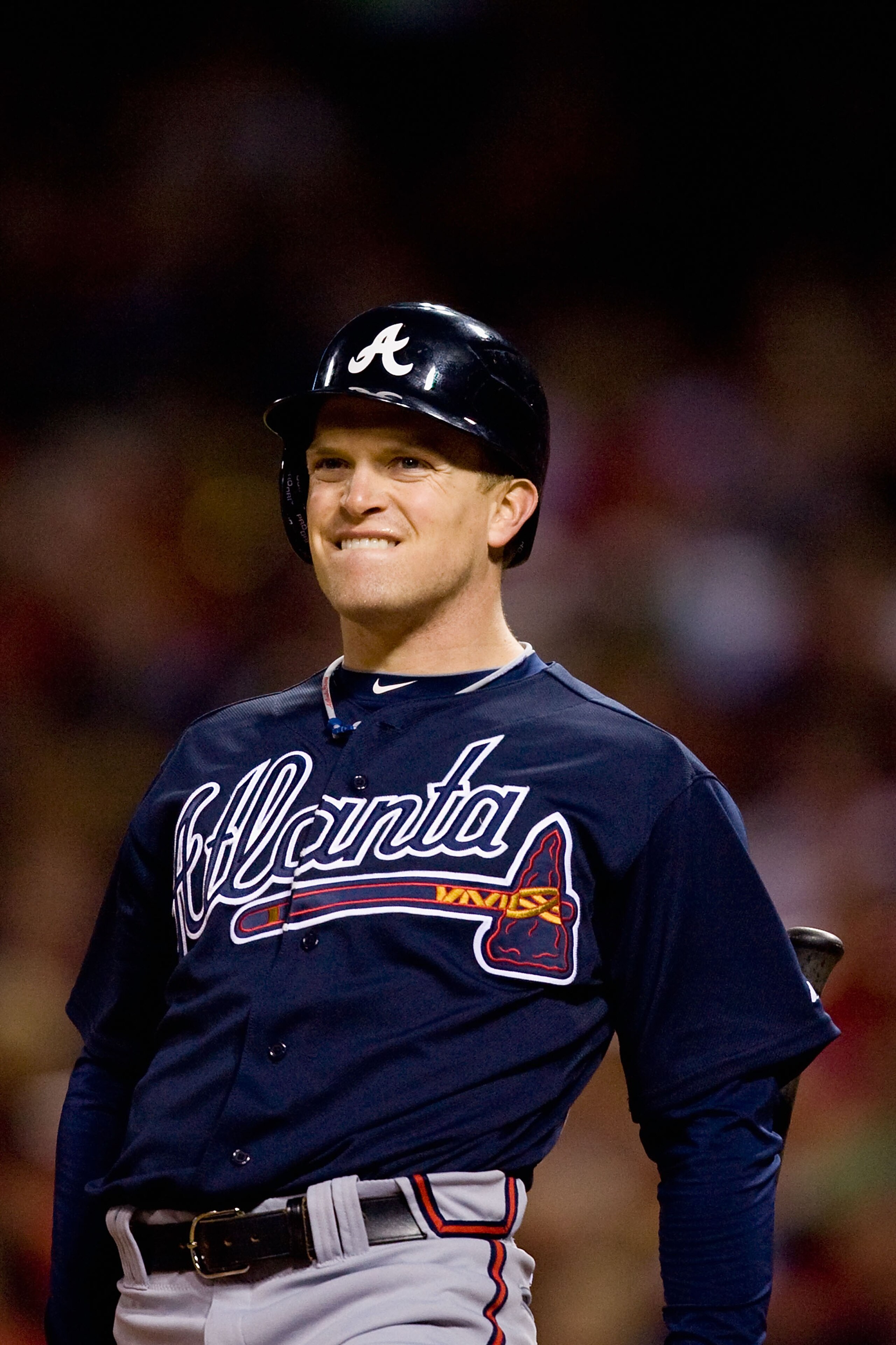 ST. LOUIS - APRIL 27: Nate McLouth #24 of the Atlanta Braves reacts to striking out against the St. Louis Cardinals at Busch Stadium on April 27, 2010 in St. Louis, Missouri.  (Photo by Dilip Vishwanat/Getty Images)