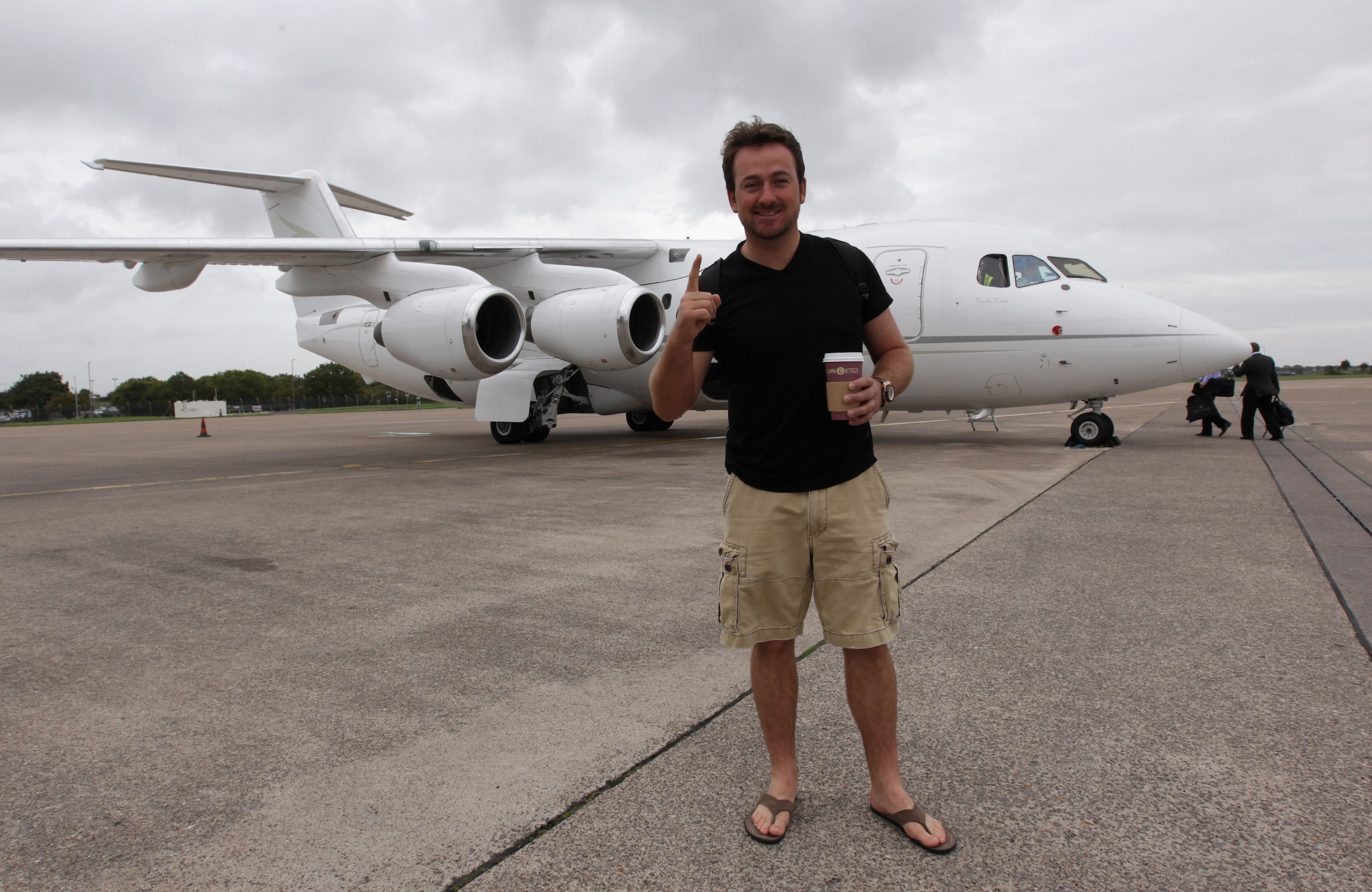 UNSPECIFIED, UNITED KINGDOM - OCTOBER 05:  Graeme McDowell of Northern Ireland poses in front of a private jet as he prepares to fly from Cardiff airport on October 5, 2010 in Cardiff, United Kingdom.  McDowell scored the winning point at The Ryder Cup an