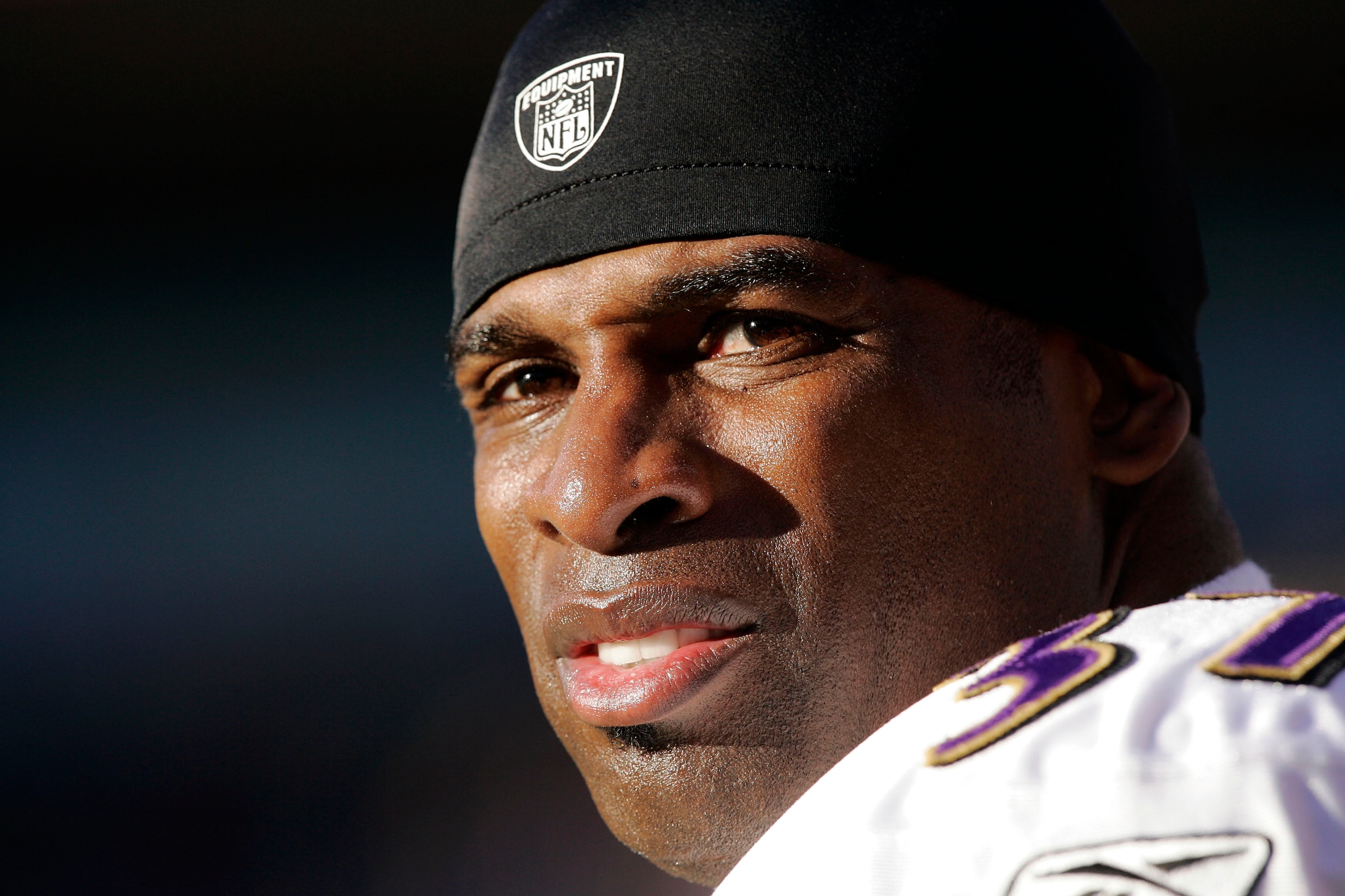 DENVER - DECEMBER 11: Cornerback Deion Sanders of the Baltimore Ravens waits to enter the game against the Denver Broncos in the first half on December 11, 2005 at Invesco Field at Mile High in Denver, Colorado.  The Broncos won 12-10.  (Photo by Brian Ba