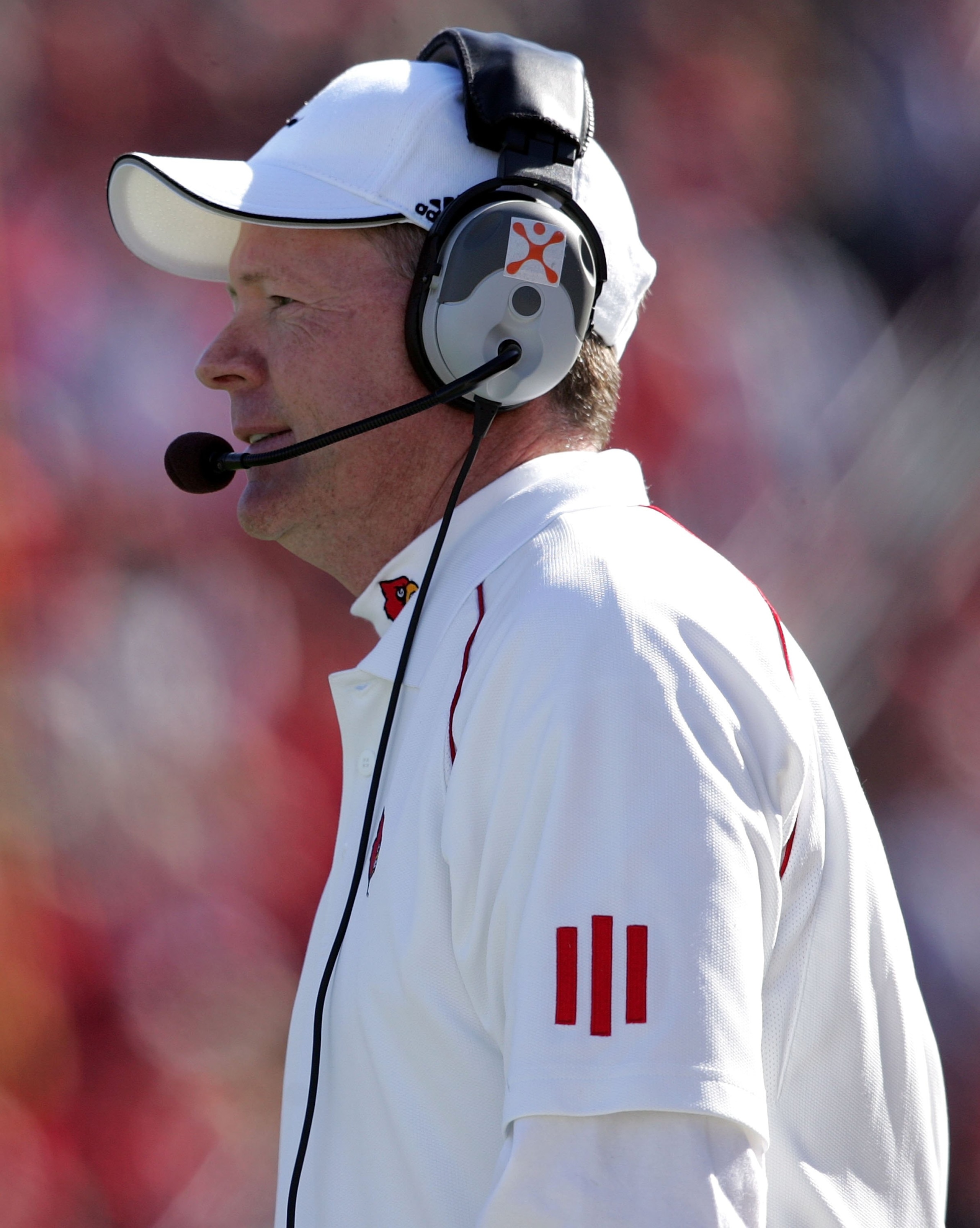 LOUISVILLE, KY - OCTOBER 14:   Bobby Petrino, the Head Coach of the Louisville Cardinals, is pictured during the game against the Cincinnati Bearcats on October 14, 2006 at Papa John's Cardinal Stadium in Louisville, Kentucky.  Louisville won 23-17.  (Pho