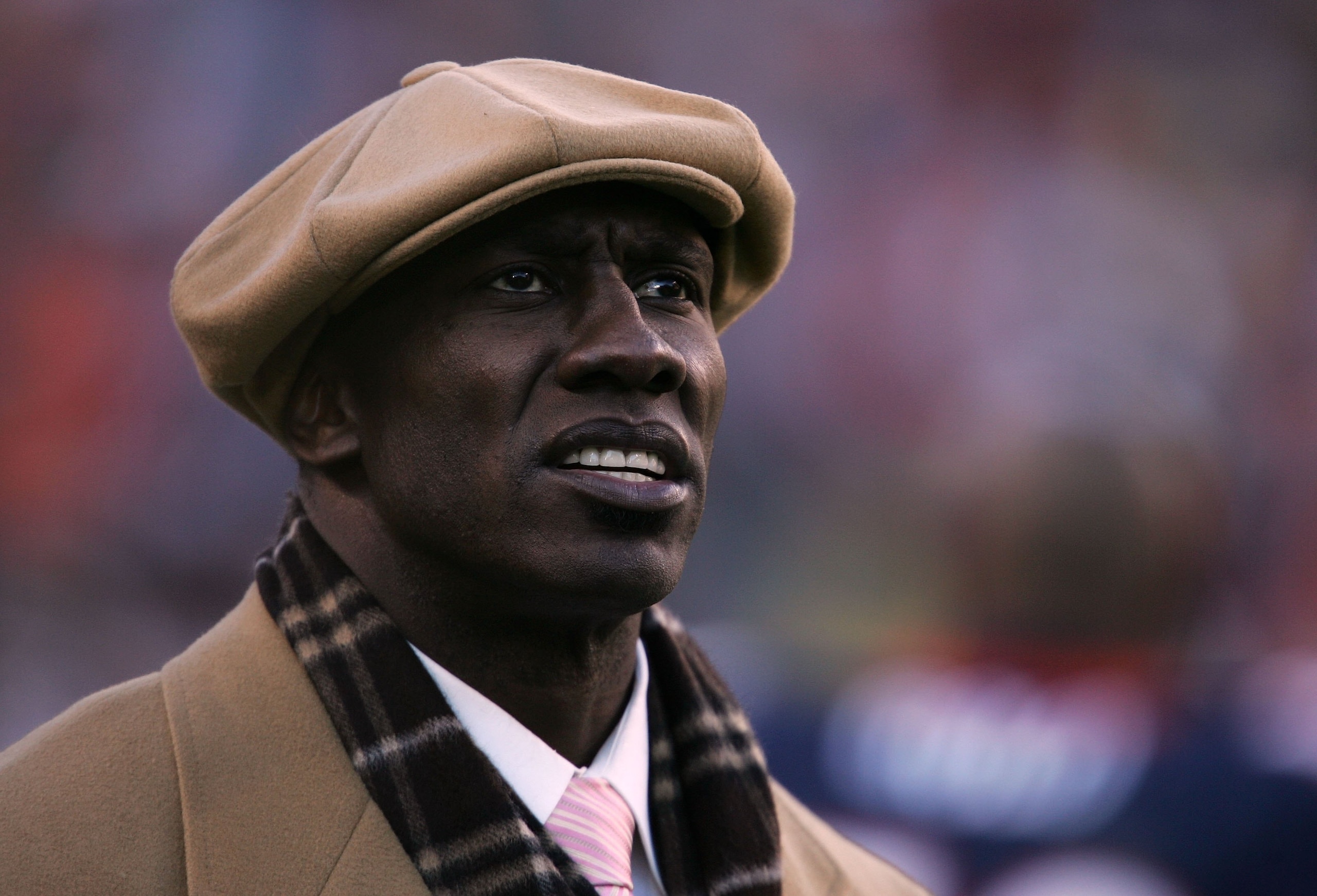 DENVER - JANUARY 22:  Former Denver Bronco and current NFL studio annalyast Shannon Sharpe looks during the AFC Championship Game between the Broncos and the the Pittsburgh Steelers January 22, 2006 at Invesco Field at Mile High in Denver, Colorado.  The