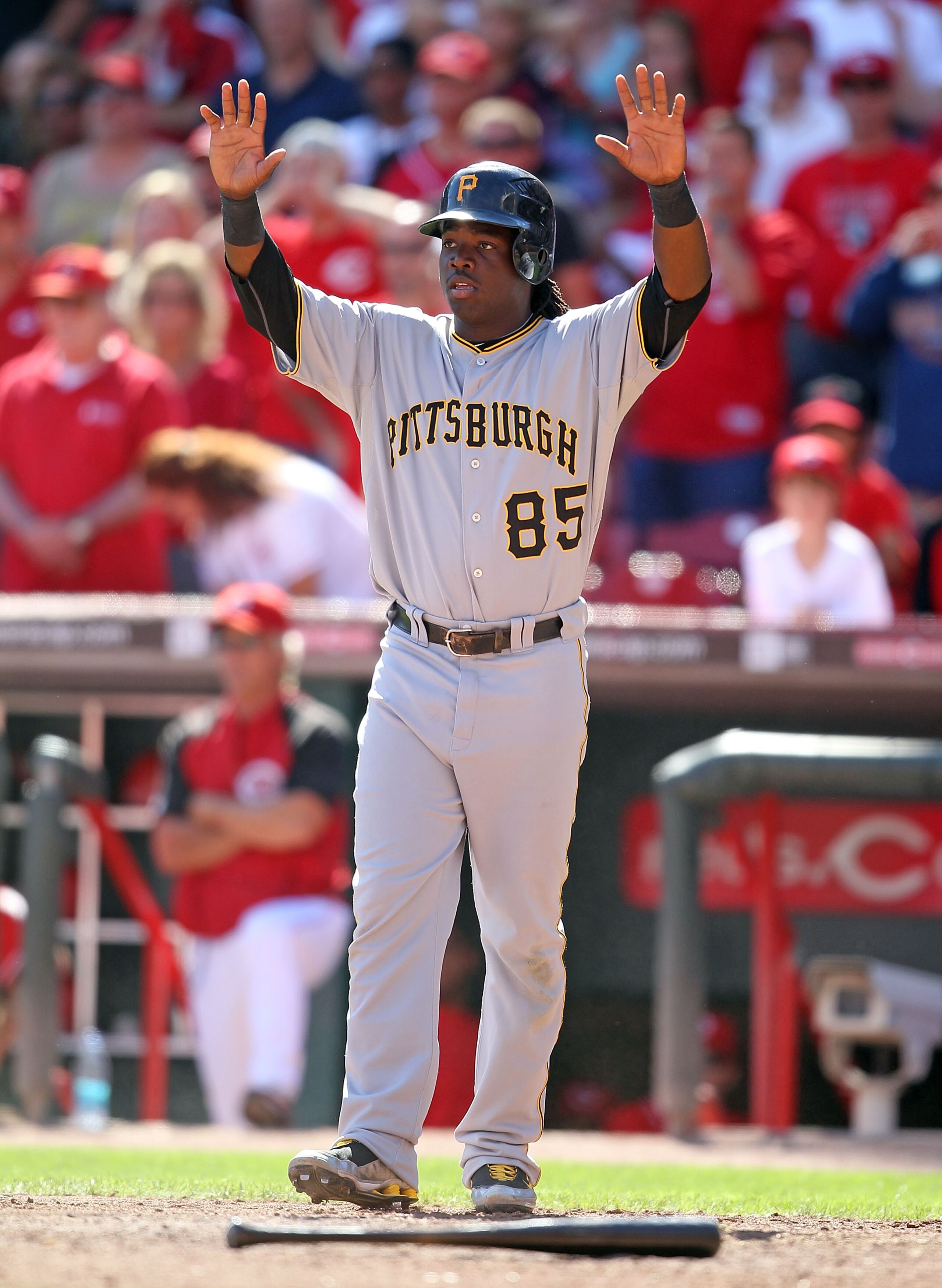 CINCINNATI - SEPTEMBER 12:  Lastings Milledge #85 of the Pittsburgh Pirates is pictured during the game against the Cincinnati Reds at Great American Ballpark on September 12, 2010 in Cincinnati, Ohio.  (Photo by Andy Lyons/Getty Images)