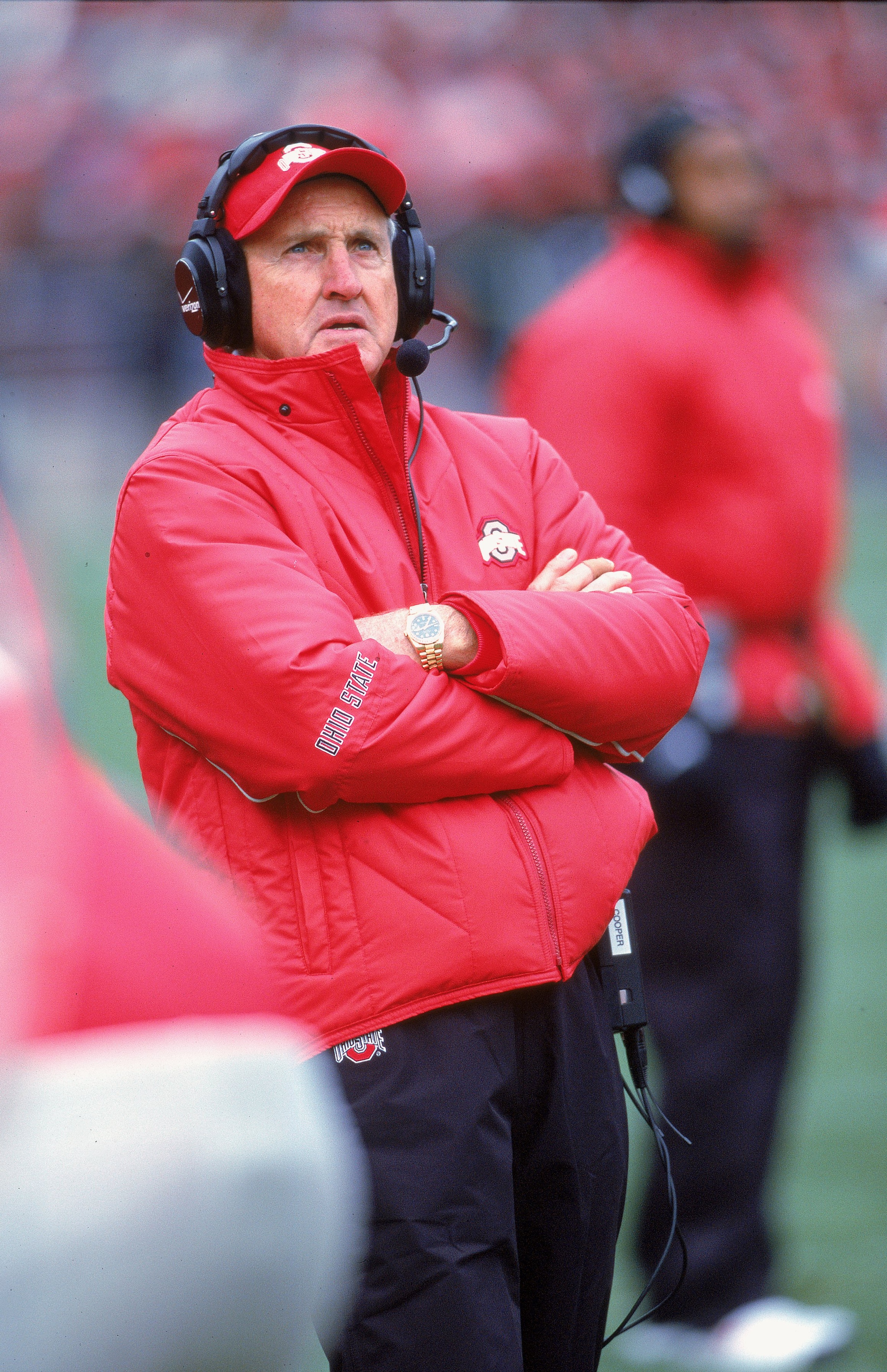 18 Nov 2000:  Head Coach John Cooper of the Ohio State Buckeyes watches the action from the sidelines during the game against the Michigan Wolverines at the Ohio Stadium in Columbus, Ohio. The Wolverines defeated the Buckeyes 38-26..Mandatory Credit: Tom
