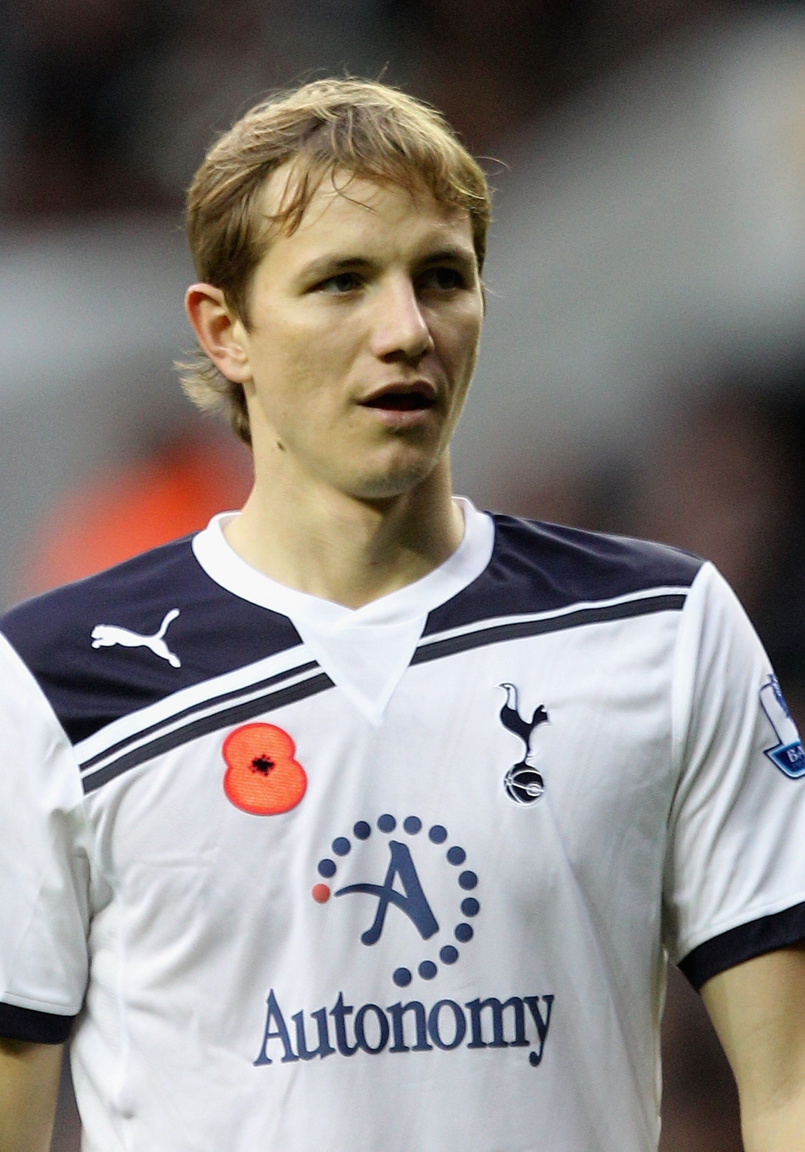 LONDON, ENGLAND - NOVEMBER 13: Roman Pavlyuchenko of Tottenham with the Remembrance Day poppy on his shirt during the Barclays Premier League match between Tottenham Hotspur and Blackburn Rovers at White Hart Lane on November 13, 2010 in London, England. LONDON, ENGLAND - NOVEMBER 13: Roman Pavlyuchenko of Tottenham with the Remembrance Day poppy on his shirt during the Barclays Premier League match between Tottenham Hotspur and Blackburn Rovers at White Hart Lane on November 13, 2010 in London, England.