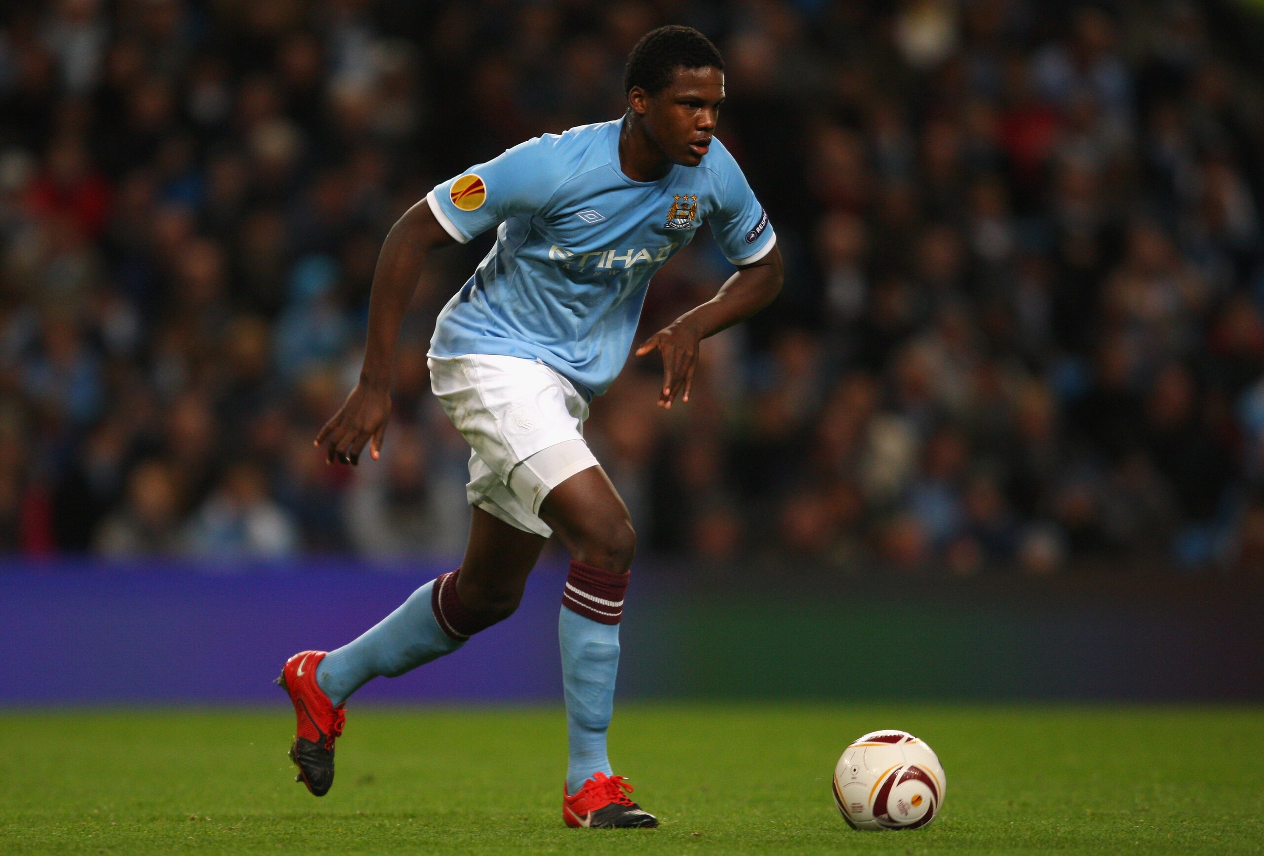 MANCHESTER, ENGLAND - OCTOBER 21: Manchester City player Dedryck Boyata in action during the UEFA Europa League Group A match between Manchester City and KKS Lech Poznan at City of Manchester Stadium on October 21, 2010 in Manchester, England. (Photo by MANCHESTER, ENGLAND - OCTOBER 21: Manchester City player Dedryck Boyata in action during the UEFA Europa League Group A match between Manchester City and KKS Lech Poznan at City of Manchester Stadium on October 21, 2010 in Manchester, England. (Photo by