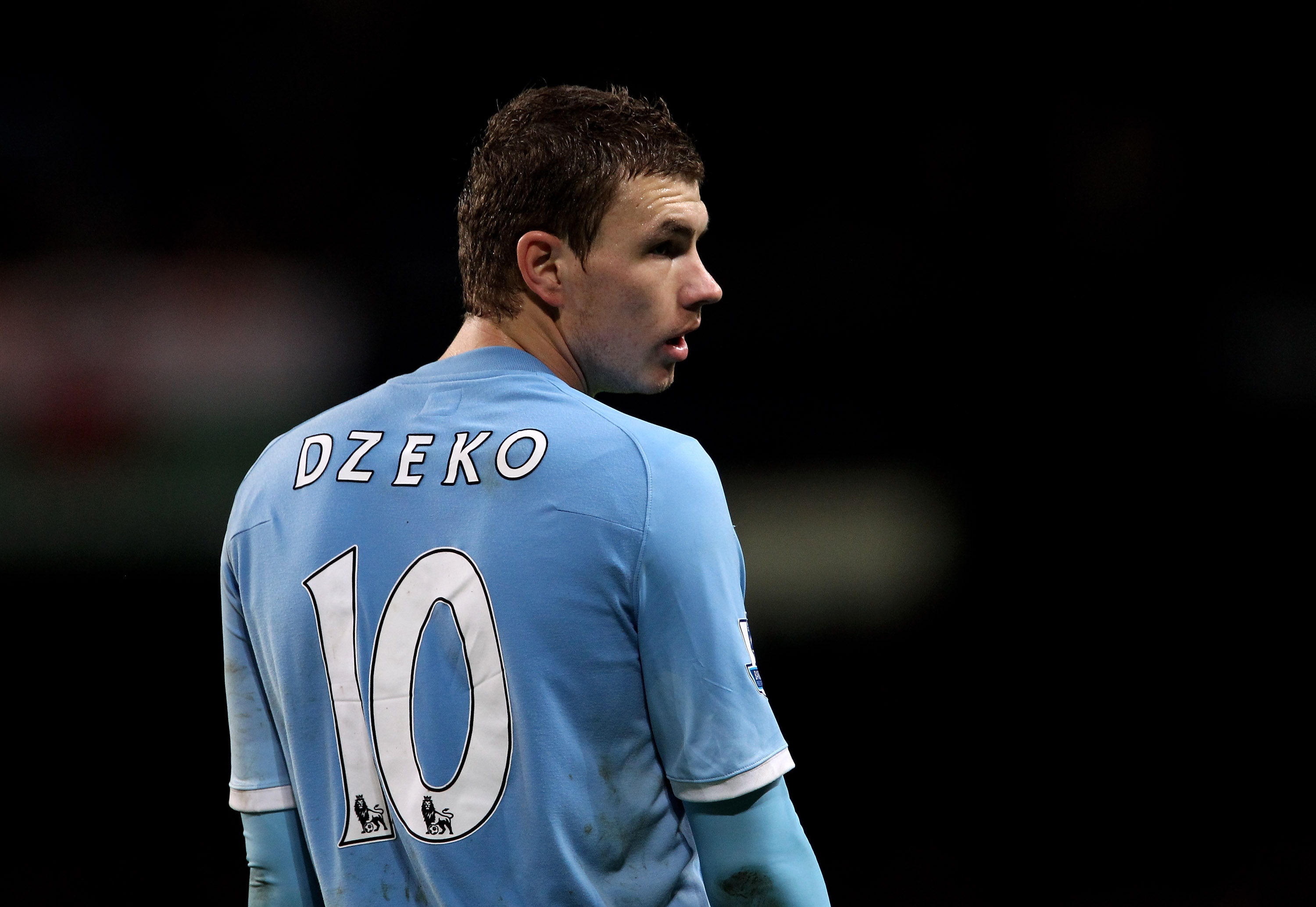 MANCHESTER, ENGLAND - JANUARY 15:  Edin Dzeko of Manchester City looks on during the Barclays Premier League match between Manchester City and Wolverhampton Wanderers at the City of Manchester Stadium on January 15, 2011 in Manchester, England.  (Photo by