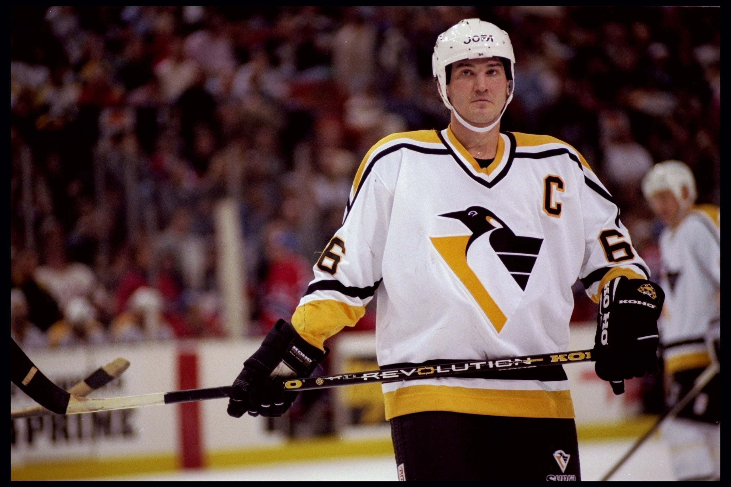 22 Dec 1995: Center Mario Lemieux of the Pittsburgh Penguins looks on during a game against the Montreal Canadiens played at the Civic Arena in Pittsburgh, Pennsylvania. The Canadiens won the game, 4-2. 22 Dec 1995: Center Mario Lemieux of the Pittsburgh Penguins looks on during a game against the Montreal Canadiens played at the Civic Arena in Pittsburgh, Pennsylvania. The Canadiens won the game, 4-2.