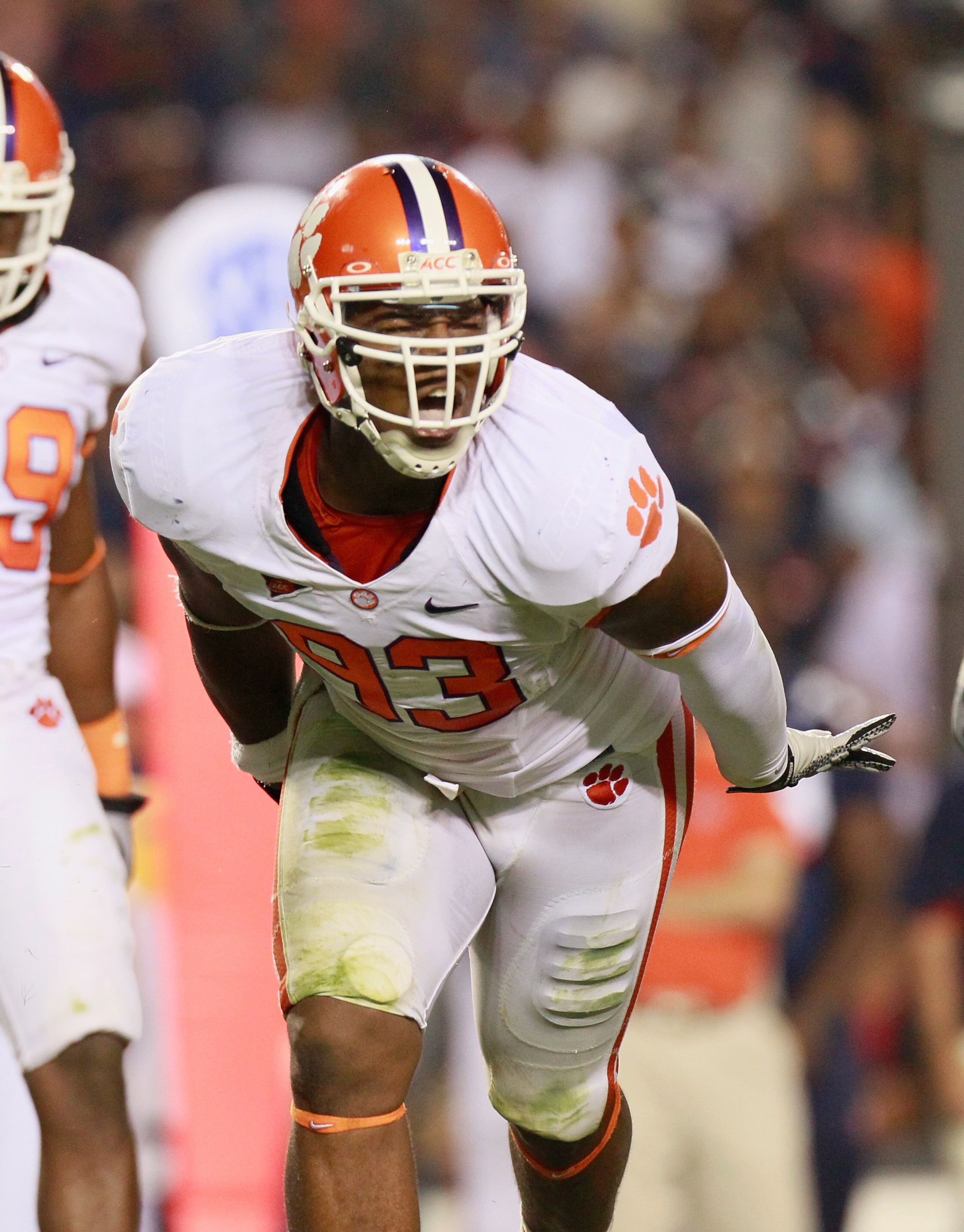 AUBURN, AL - SEPTEMBER 18: Da'Quan Bowers #93 of the Clemson Tigers against the Auburn Tigers at Jordan-Hare Stadium on September 18, 2010 in Auburn, Alabama. (Photo by Kevin C. Cox/Getty Images) AUBURN, AL - SEPTEMBER 18: Da'Quan Bowers #93 of the Clemson Tigers against the Auburn Tigers at Jordan-Hare Stadium on September 18, 2010 in Auburn, Alabama. (Photo by Kevin C. Cox/Getty Images)