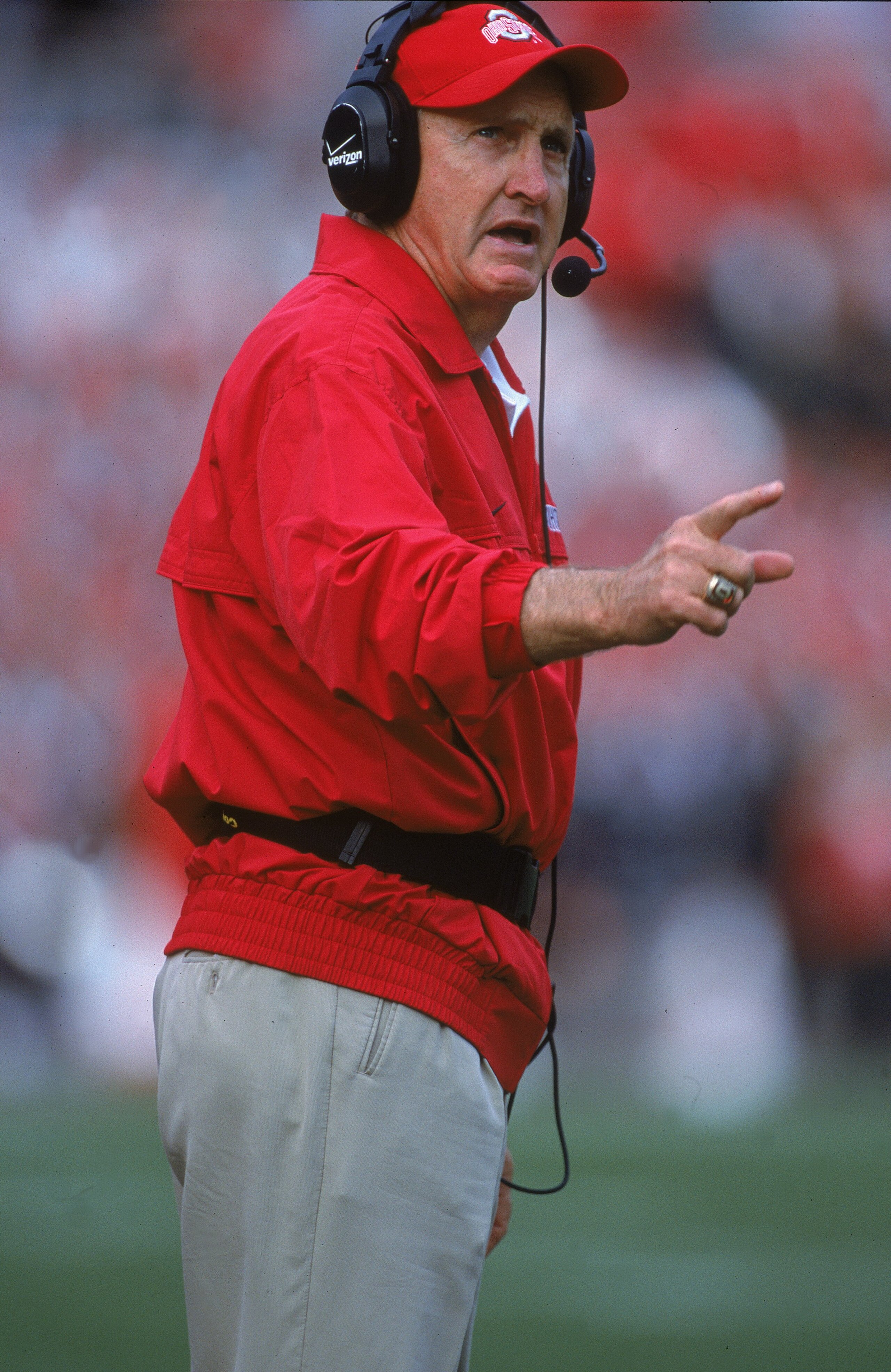 4 Nov 2000:  Head Coach John Cooper of the Ohio State Buckeyes points from the sidelines during the game against the Michigan State Spartans at the Ohio Stadium in Columbus, Ohio. The Spartans defeated the Buckeyes 27-13.Mandatory Credit: Tom Hauck  /Alls
