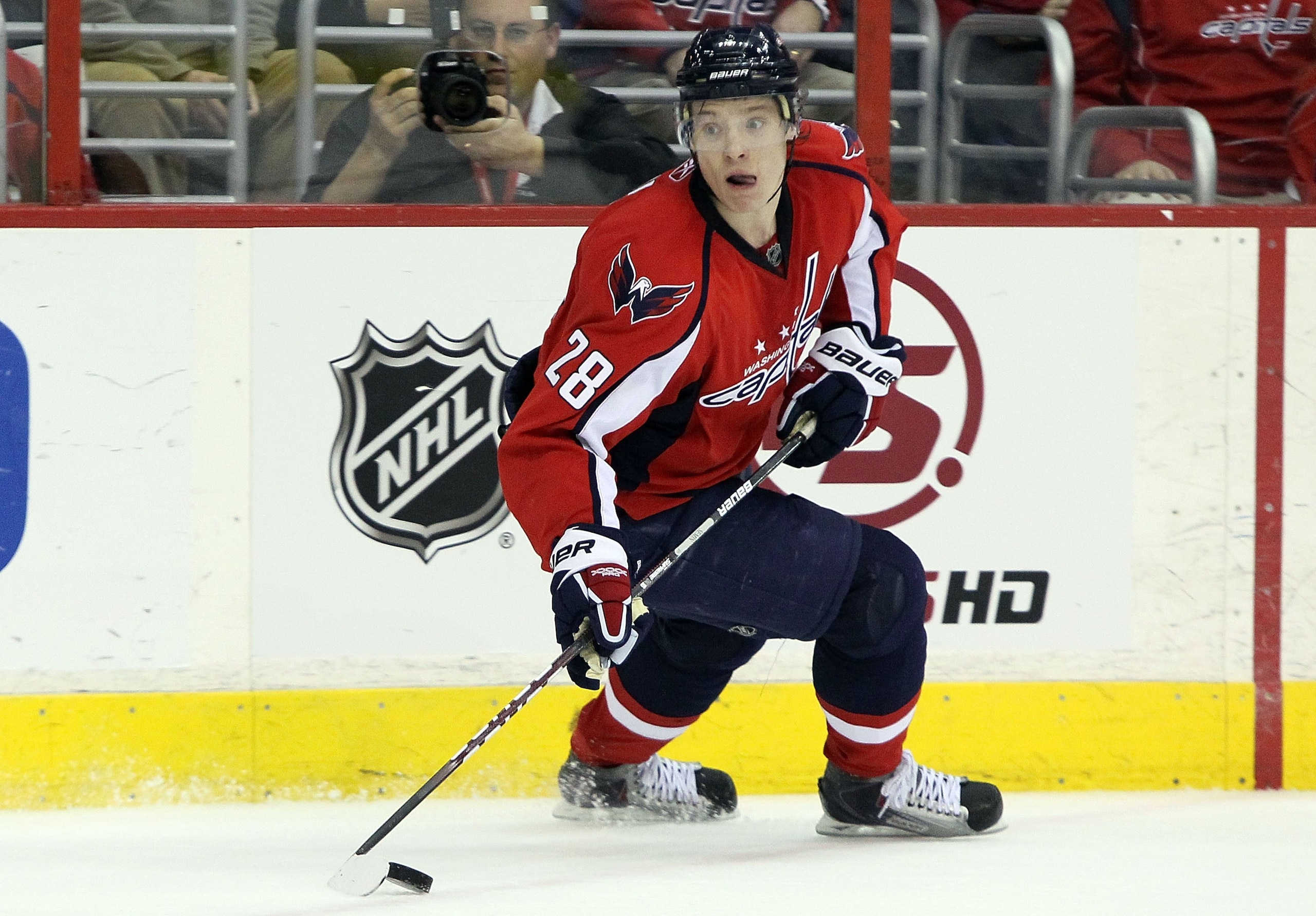 WASHINGTON DC, DC - MARCH 08:  Alexander Semin #28 of the Washington Capitals skates against the Dallas Stars on March 8, 2010 at the Verizon Center in Washington, DC. The Stars defeated the Caps 4-3 after a shootout.  (Photo by Jim McIsaac/Getty Images)