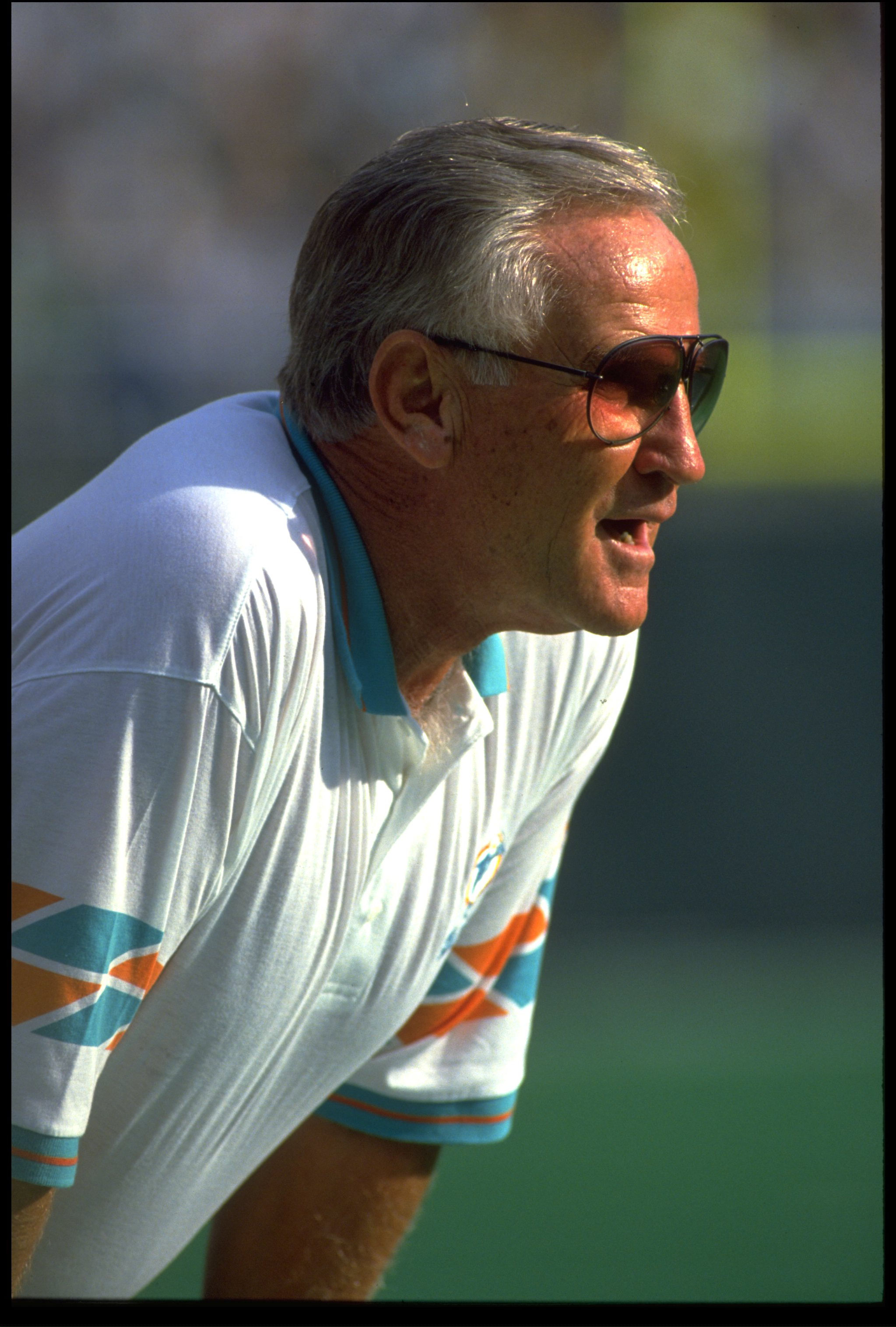 14 NOV 1993:  DON SHULA, HEAD COACH OF THE MIAMI DOLPHINS, LOOKS ON AS HIS TEAM DEFEATS THE PHILADELPHIA EAGLES 19-14 AT VETERANS STADIUM IN PHILADELPHIA, PENNSYLVANIA.  THIS WAS SHULA''S 325TH CAREER WIN MAKING HIM THE ALL-TIME WINNINGEST COACH IN NFL HI