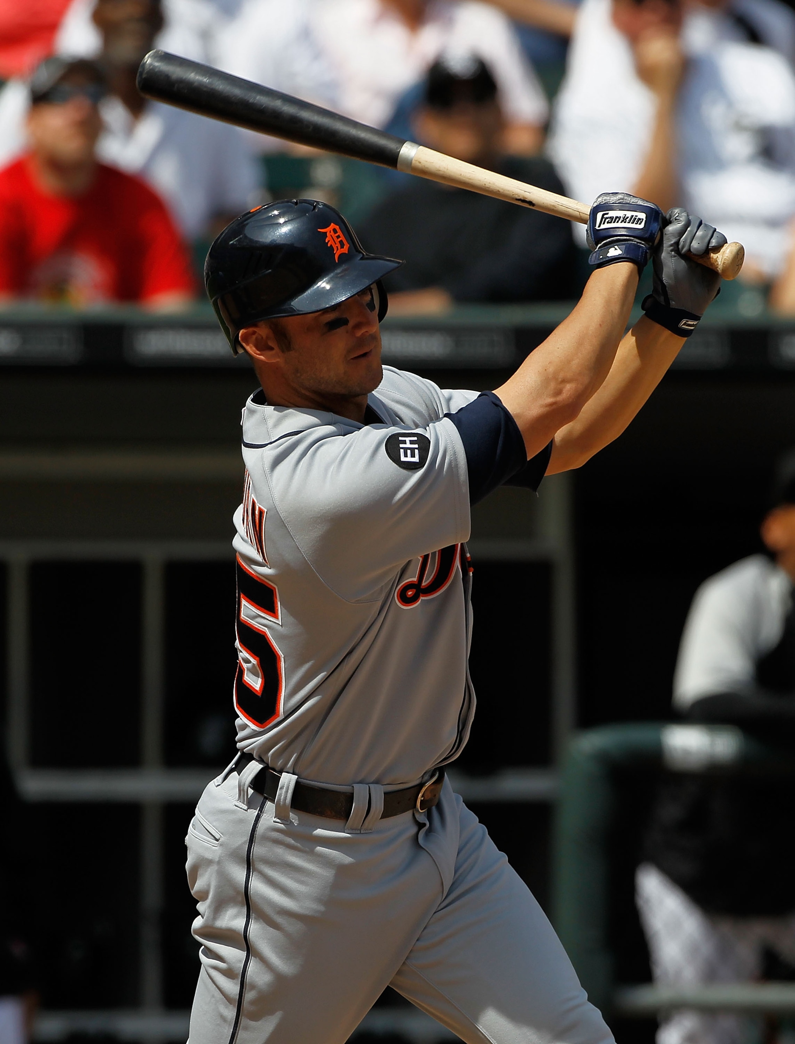 CHICAGO - JUNE 10: Ryan Raburn #25 of the Detriot Tigers takes a swing against the Chicago White Sox at U.S. Cellular Field on June 10, 2010 in Chicago, Illinois. The White Sox defeated the Tigers 3-0.  (Photo by Jonathan Daniel/Getty Images)