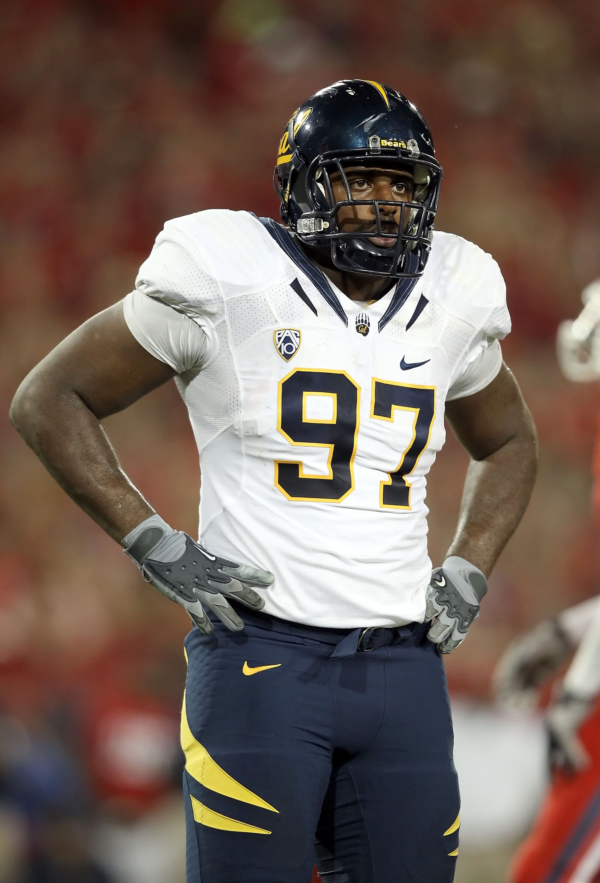 TUCSON, AZ - SEPTEMBER 25:  Defensive tackle Cameron Jordan #97 of the California Golden Bears during the college football game against the Arizona Wildcats at Arizona Stadium on September 25, 2010 in Tucson, Arizona. The Wildcats defeated the Golden Bear