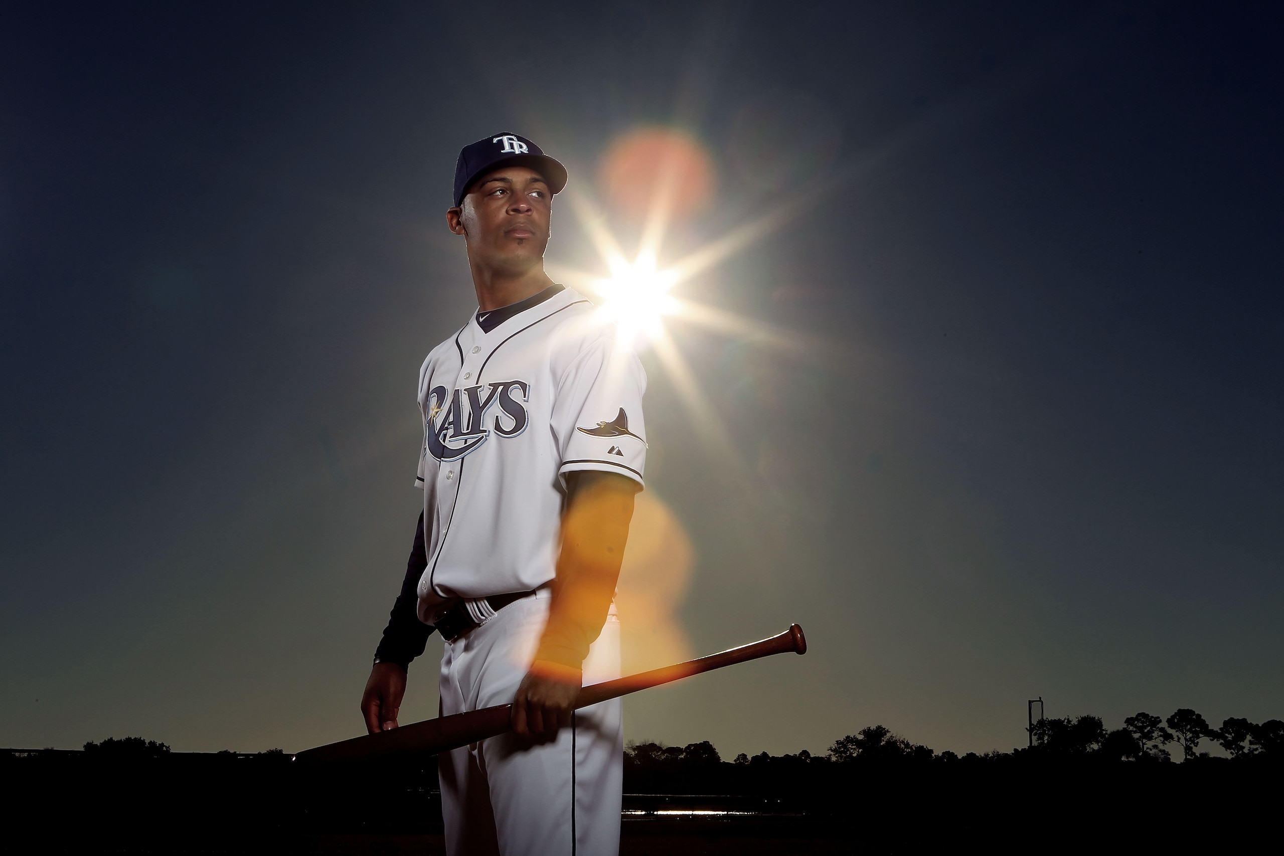 PORT CHARLOTTE, FL - FEBRUARY 26:  (EDITOR'S NOTE: IMAGE HAS BEEN DIGITALLY DESATURATED) Desmond Jennings #27 of the Tampa Bay Rays poses for a photo during Spring Training Media Photo Day at Charlotte County Sports Park on February 26, 2010 in Port Charl