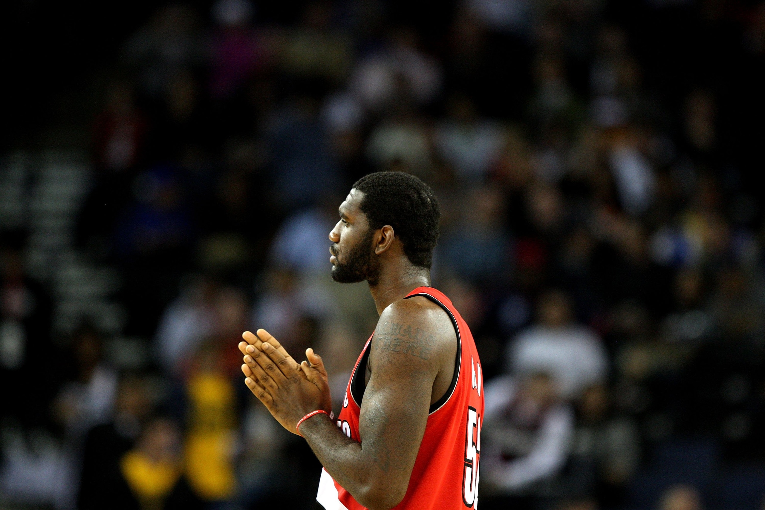 OAKLAND, CA - NOVEMBER 20:  Greg Oden #52 of the Portland Trail Blazers looks on against the Golden State Warriors during an NBA game at Oracle Arena on November 20, 2009 in Oakland, California.  (Photo by Jed Jacobsohn/Getty Images)