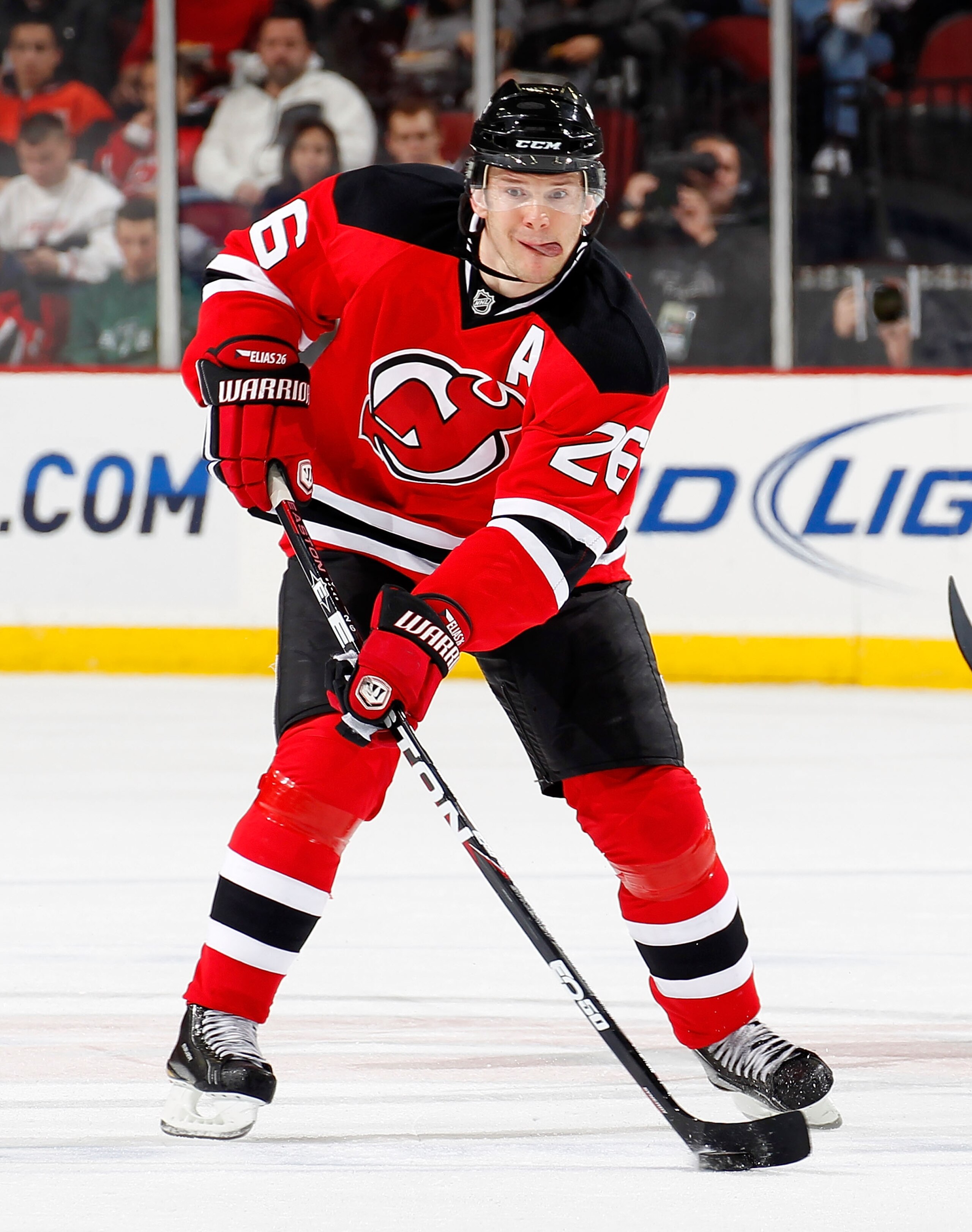 NEWARK, NJ - JANUARY 09: Patrik Elias #26 of the New Jersey Devils skates during an NHL hockey game against the Tampa Bay Lightning at the Prudential Center on January 9, 2011 in Newark, New Jersey.  (Photo by Paul Bereswill/Getty Images)
