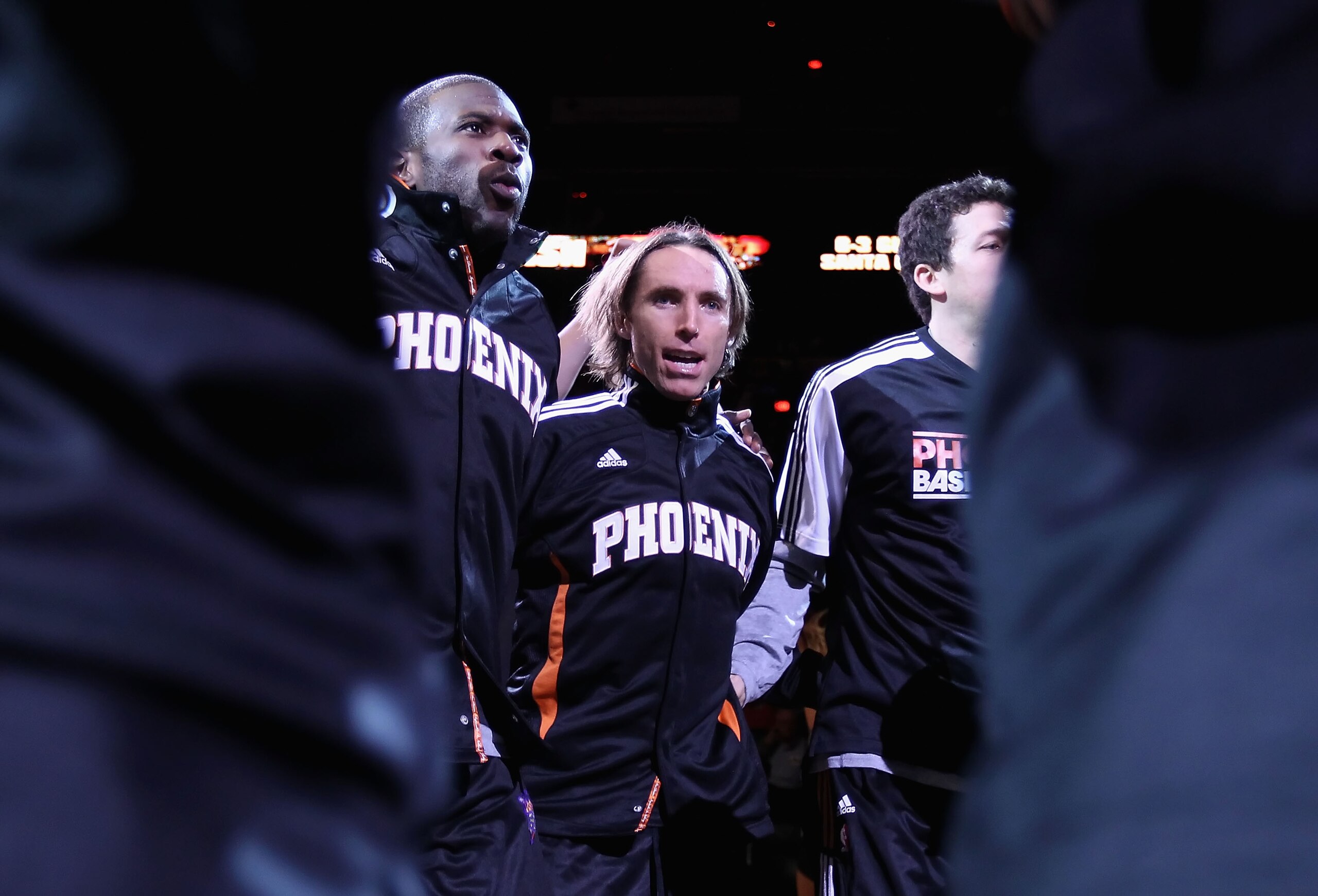 PHOENIX - NOVEMBER 24:  Steve Nash #13 of the Phoenix Suns huddles with teammates before the NBA game against the Chicago Bulls at US Airways Center on November 24, 2010 in Phoenix, Arizona. The Bulls defeated the Suns 123-115 in double overtime. NOTE TO 