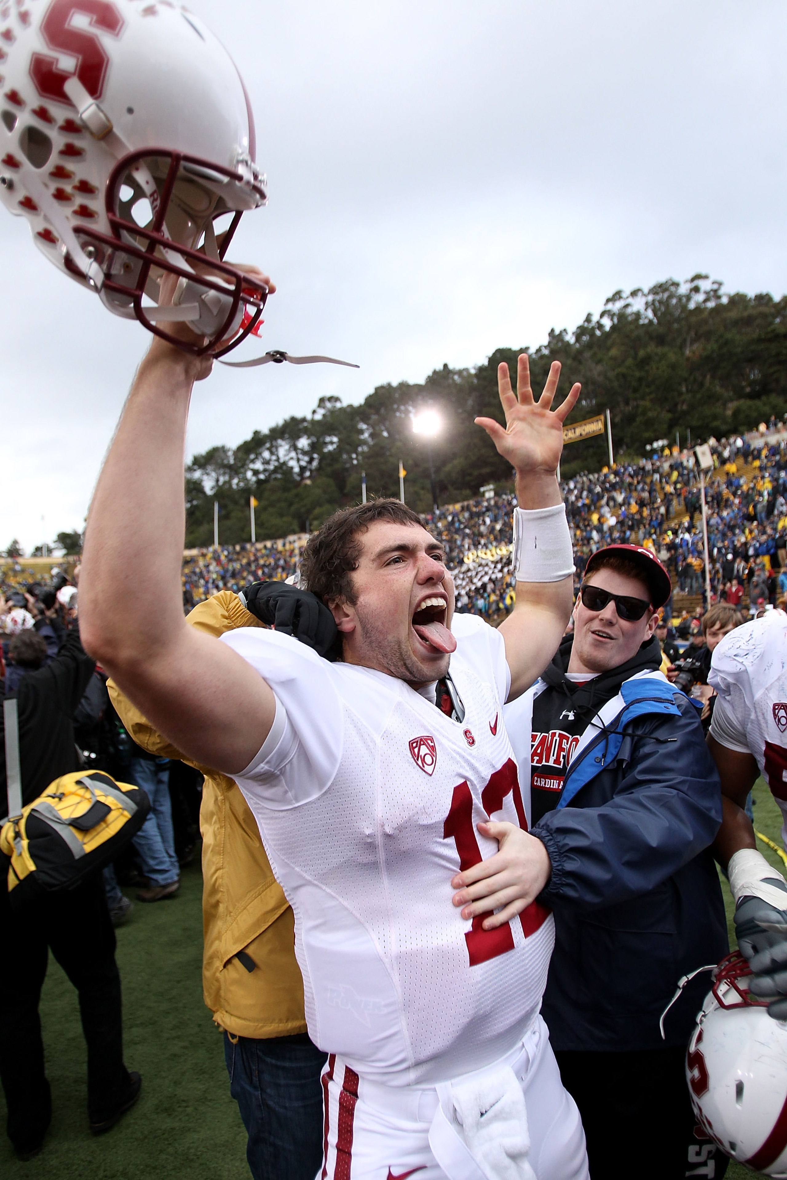 BERKELEY, CA - NOVEMBER 20: Andrew Luck #12 of the Stanford Cardinal celebrates after beating the California Golden Bears at California Memorial Stadium on November 20, 2010 in Berkeley, California. (Photo by Ezra Shaw/Getty Images) BERKELEY, CA - NOVEMBER 20: Andrew Luck #12 of the Stanford Cardinal celebrates after beating the California Golden Bears at California Memorial Stadium on November 20, 2010 in Berkeley, California. (Photo by Ezra Shaw/Getty Images)