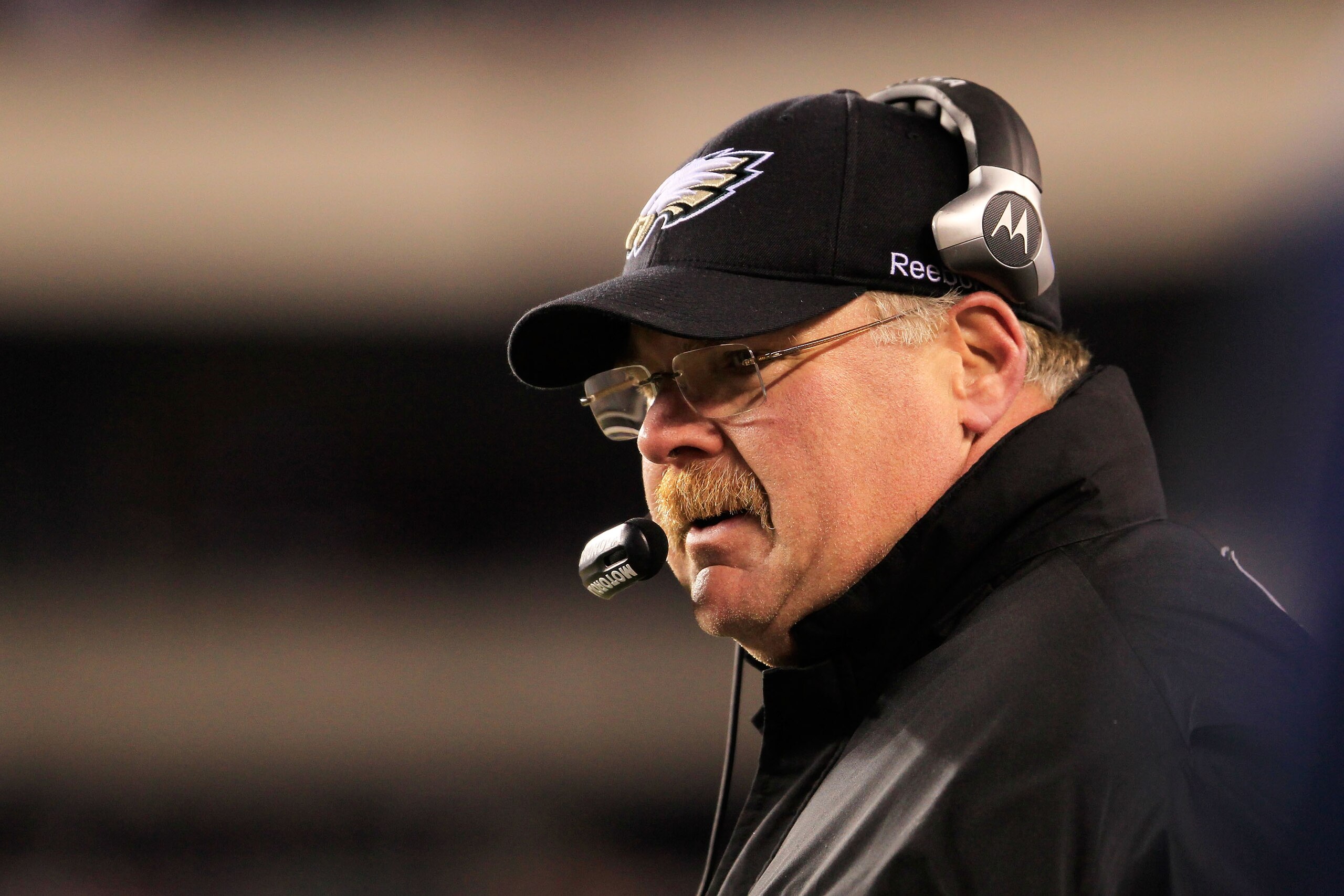 PHILADELPHIA, PA - JANUARY 09: Head coach Andy Reid of the Philadelphia Eagles looks on against the Green Bay Packers during the 2011 NFC wild card playoff game at Lincoln Financial Field on January 9, 2011 in Philadelphia, Pennsylvania. (Photo by Chris PHILADELPHIA, PA - JANUARY 09: Head coach Andy Reid of the Philadelphia Eagles looks on against the Green Bay Packers during the 2011 NFC wild card playoff game at Lincoln Financial Field on January 9, 2011 in Philadelphia, Pennsylvania. (Photo by Chris