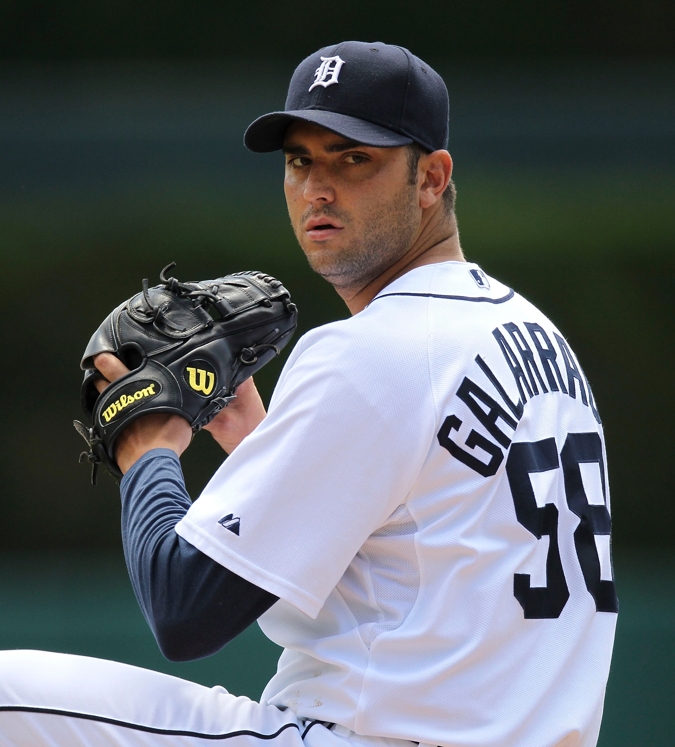DETROIT - JULY 25: Armando Galarraga #58 of the Detroit Tigers warms up prior to the start of the first inning against the Toronto Blue Jays on July 25, 2010 at Comerica Park in Detroit, Michigan. The Blue Jays defeated the Tigers 5-3. (Photo by Leon Ha DETROIT - JULY 25: Armando Galarraga #58 of the Detroit Tigers warms up prior to the start of the first inning against the Toronto Blue Jays on July 25, 2010 at Comerica Park in Detroit, Michigan. The Blue Jays defeated the Tigers 5-3. (Photo by Leon Ha