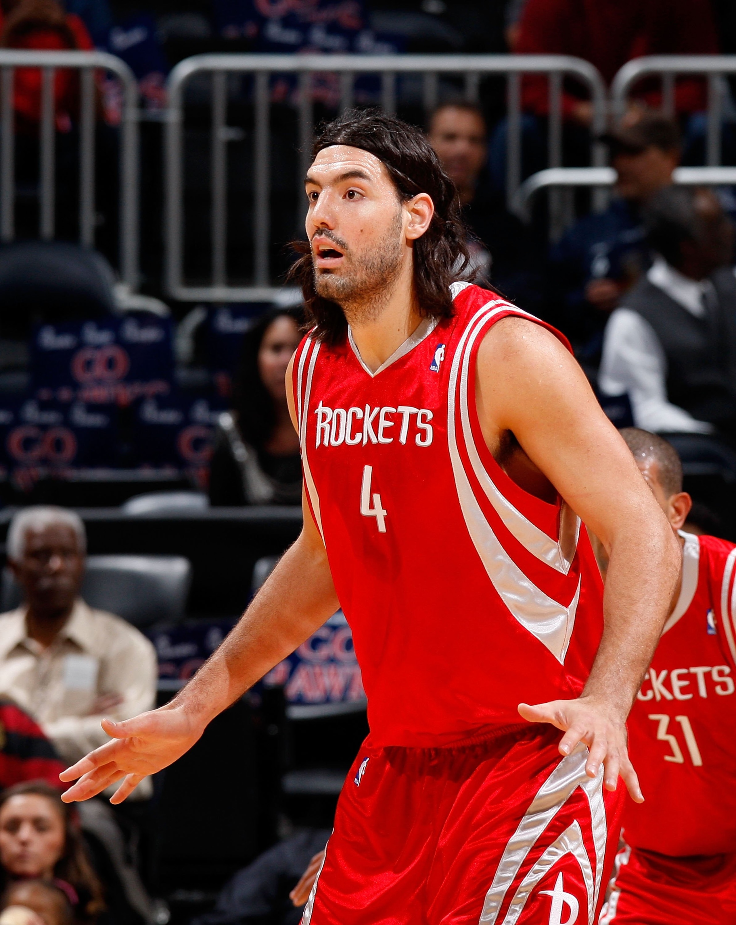 ATLANTA - NOVEMBER 20:  Luis Scola #4 of the Houston Rockets against the Atlanta Hawks at Philips Arena on November 20, 2009 in Atlanta, Georgia.  NOTE TO USER: User expressly acknowledges and agrees that, by downloading and/or using this Photograph, User