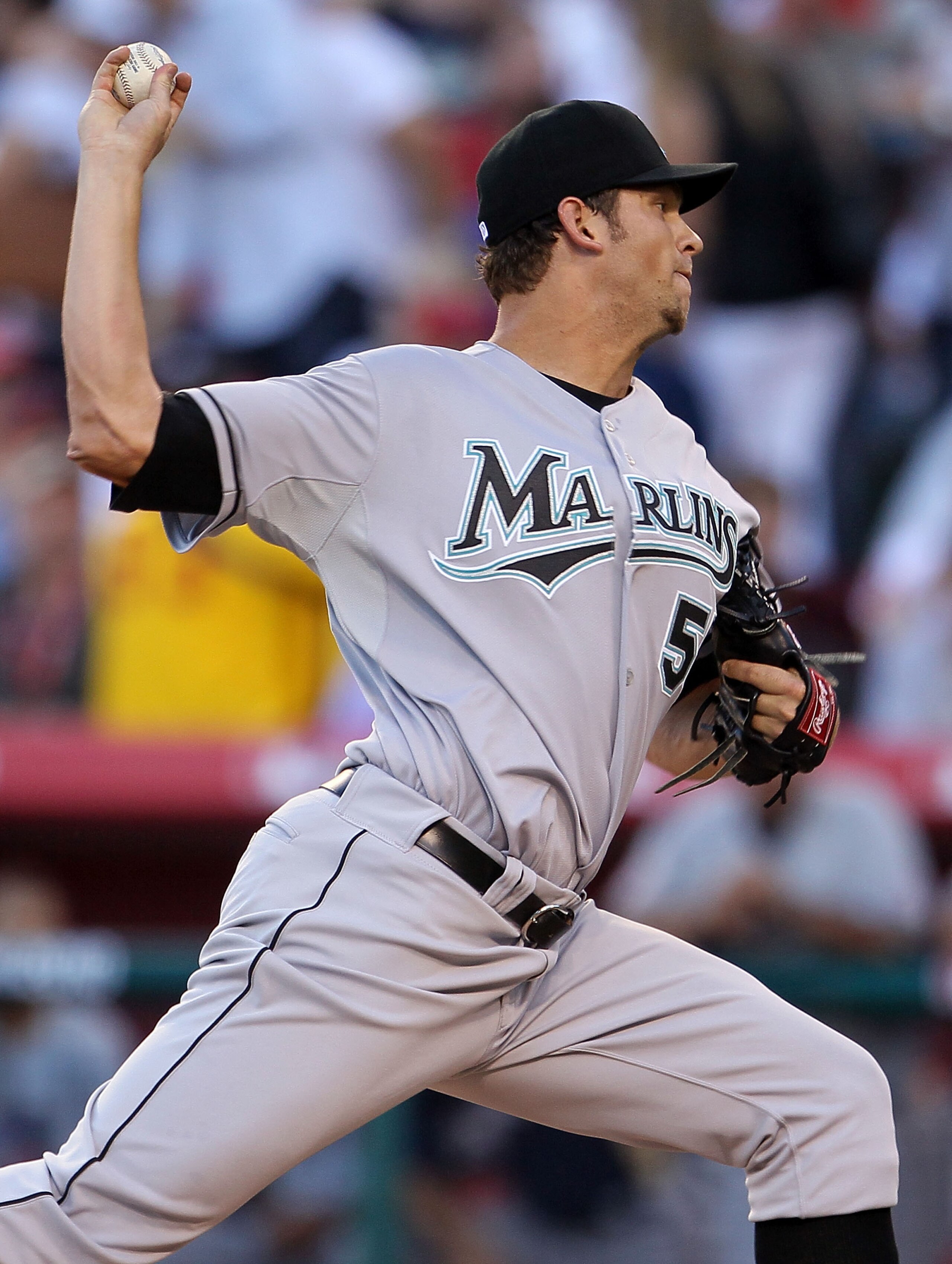 ANAHEIM, CA - JULY 13:  National League All-Star Josh Johnson #55 of the Florida Marlins throws a ptich during the 81st MLB All-Star Game at Angel Stadium of Anaheim on July 13, 2010 in Anaheim, California.  (Photo by Jeff Gross/Getty Images)