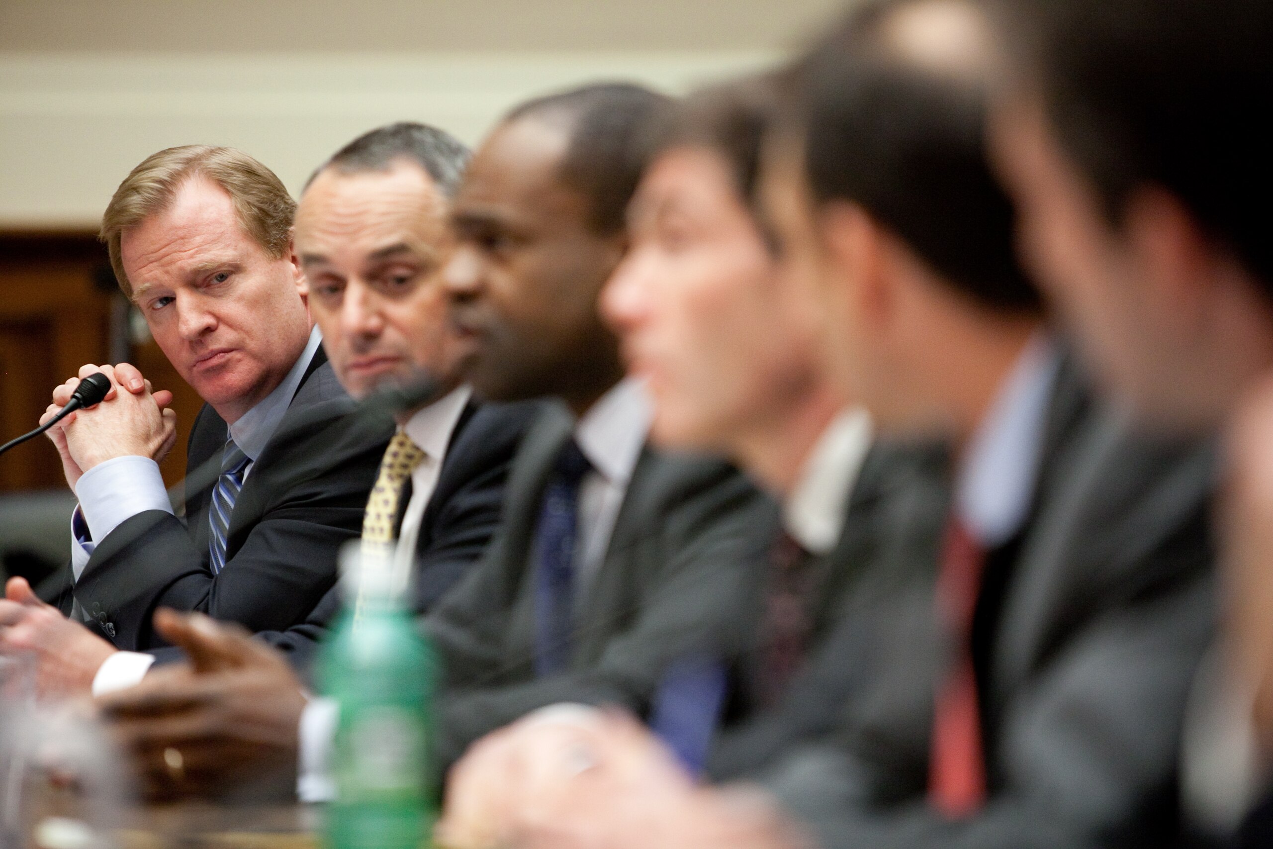WASHINGTON - NOVEMBER 03: National Football League Commissioner Roger Goodell, Rob Manfred, executive vice president of labor and human resources in the Office of the Commissioner of Baseball, Major League Baseball, NFL Players Association Executive Direc WASHINGTON - NOVEMBER 03: National Football League Commissioner Roger Goodell, Rob Manfred, executive vice president of labor and human resources in the Office of the Commissioner of Baseball, Major League Baseball, NFL Players Association Executive Direc