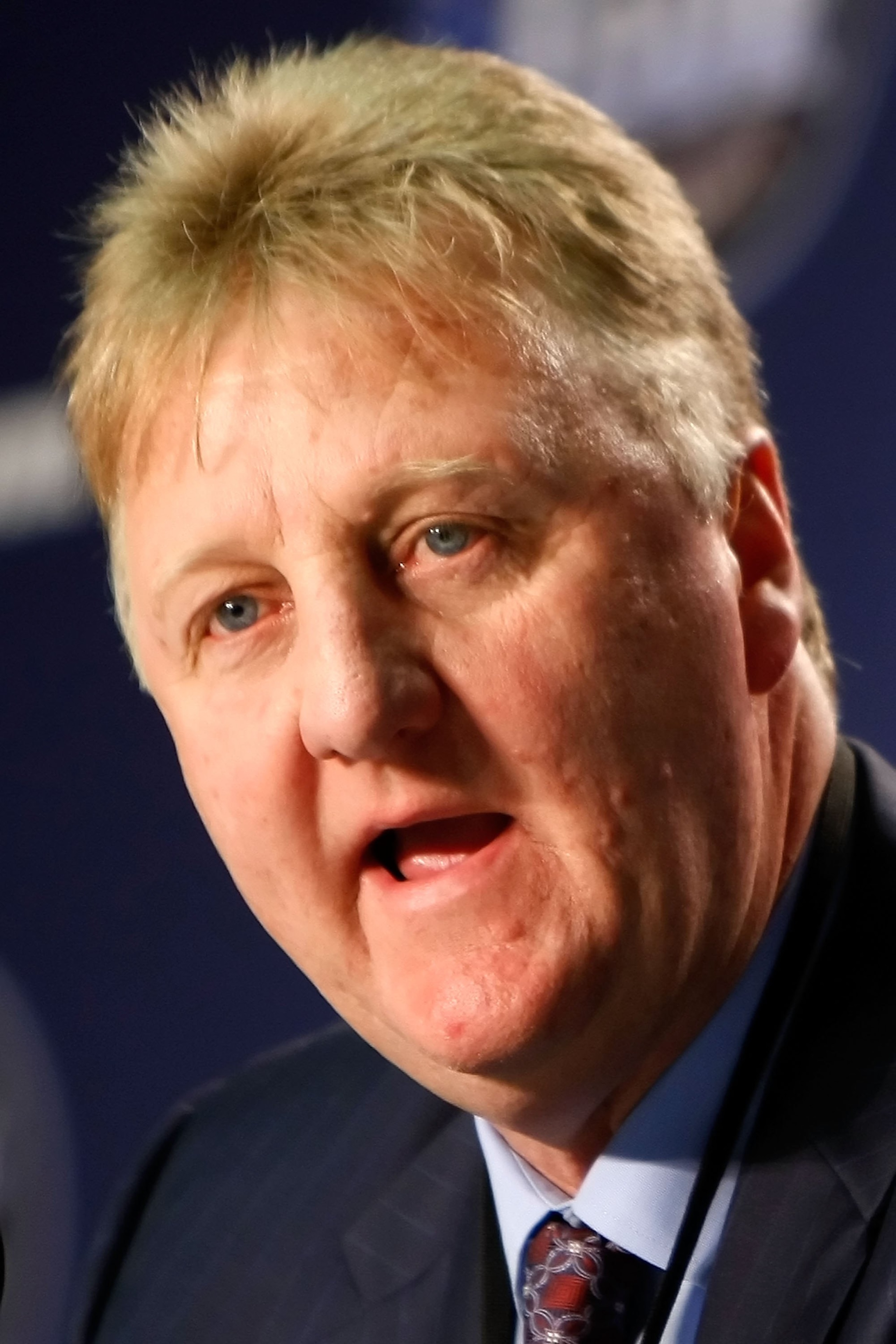 DETROIT - APRIL 06: Larry Bird answers questions with Earvin 'Magic' Johnson (not pictured) during a news conference to relive their 1979 NCAA Championship Game between Indiana State and Michigan State before the 2009 NCAA Division I Men's Basketball Nat DETROIT - APRIL 06: Larry Bird answers questions with Earvin 'Magic' Johnson (not pictured) during a news conference to relive their 1979 NCAA Championship Game between Indiana State and Michigan State before the 2009 NCAA Division I Men's Basketball Nat