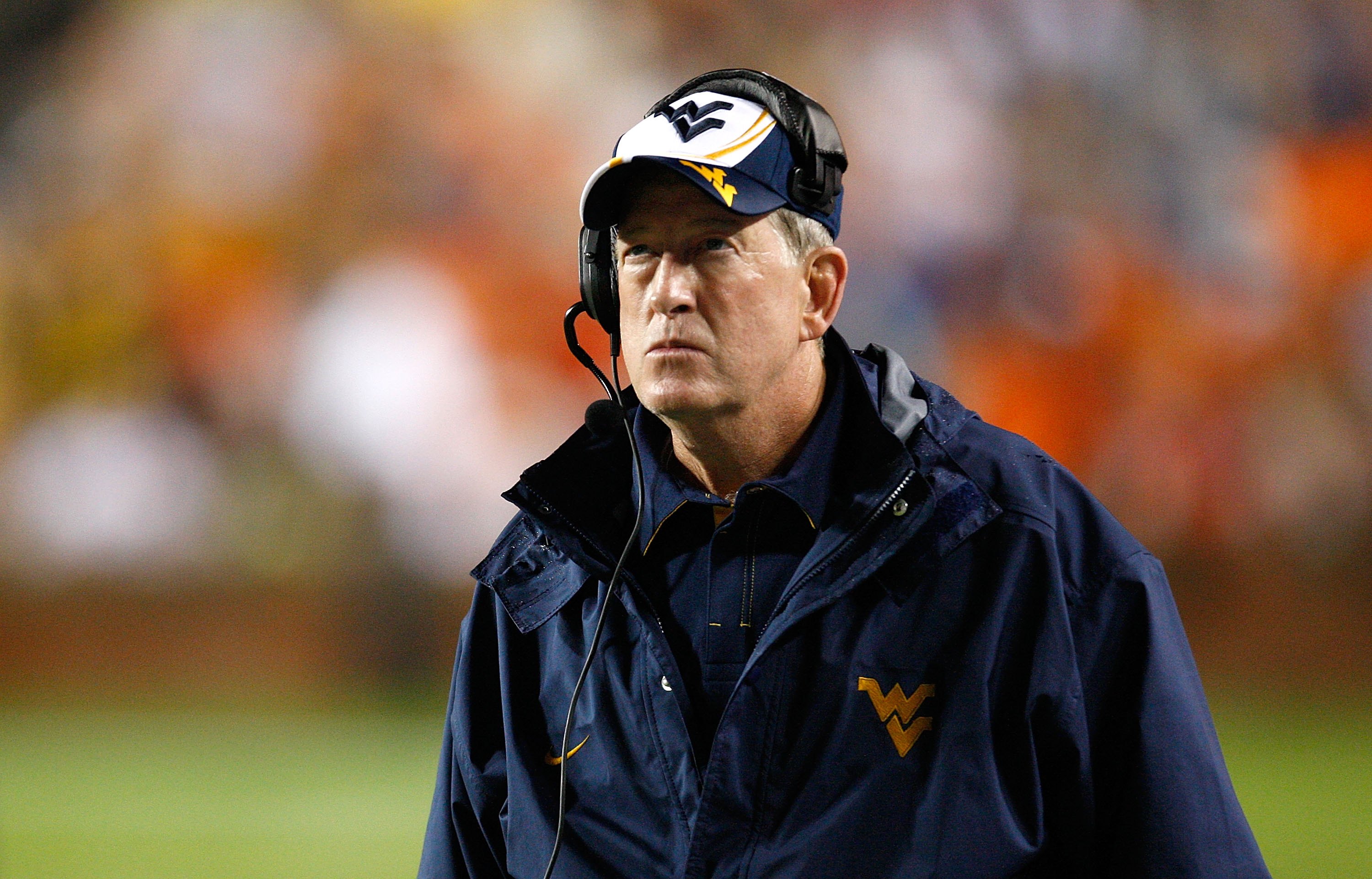 AUBURN, AL - SEPTEMBER 19:  Head coach Bill Stewart of the West Virginia Mountaineers against the Auburn Tigers at Jordan-Hare Stadium on September 19, 2009 in Auburn, Alabama.  (Photo by Kevin C. Cox/Getty Images)