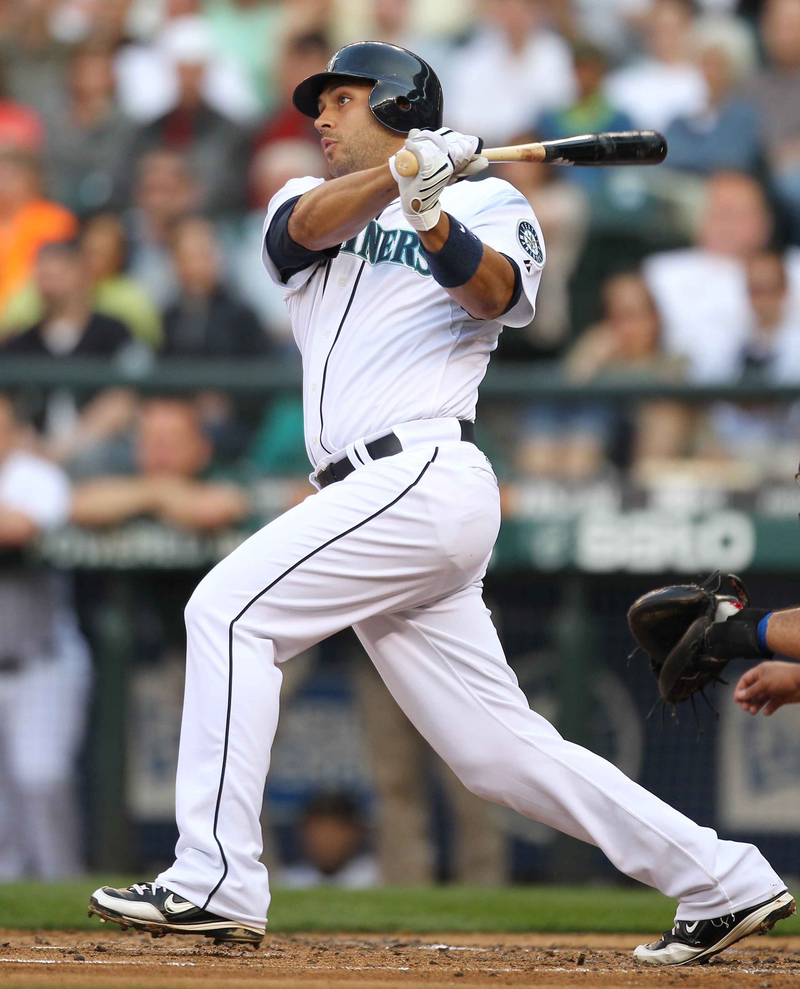 SEATTLE - AUGUST 03: Matt Tuiasosopo #27 of the Seattle Mariners doubles against the Texas Rangers at Safeco Field on August 3, 2010 in Seattle, Washington. (Photo by Otto Greule Jr/Getty Images) SEATTLE - AUGUST 03: Matt Tuiasosopo #27 of the Seattle Mariners doubles against the Texas Rangers at Safeco Field on August 3, 2010 in Seattle, Washington. (Photo by Otto Greule Jr/Getty Images)