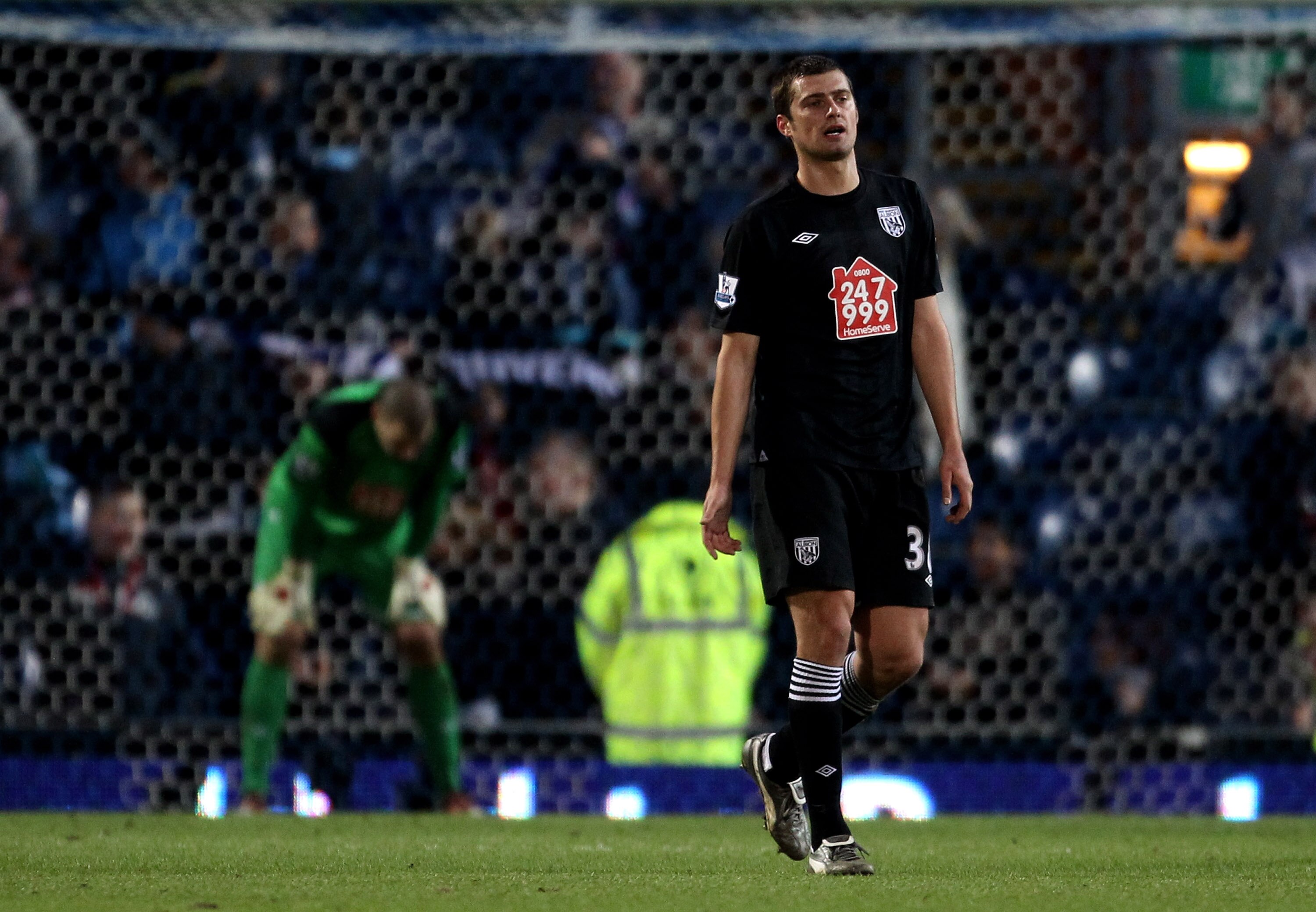 BLACKBURN, ENGLAND - JANUARY 23:  Gabriel Tamas of West Bromwich Albion reacts after scoring an own goal during the Barclays Premier League match between Blackburn Rovers and West Bromwich Albion at Ewood Park on January 23, 2011 in Blackburn, England.  (