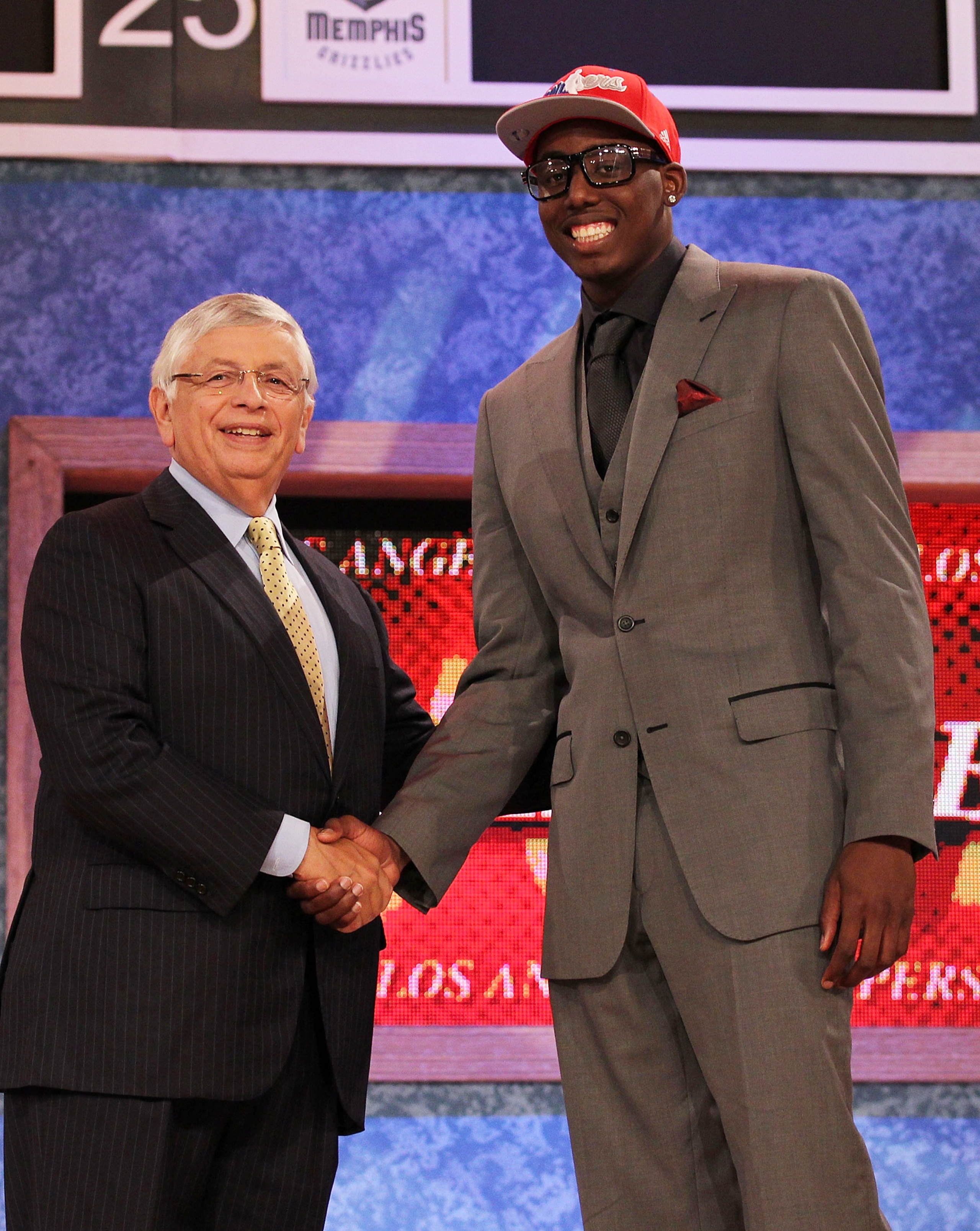 NEW YORK - JUNE 24:  Al-Farouq Aminu stands with NBA Commisioner David Stern after being drafted eigth by The Los Angeles Clippers at Madison Square Garden on June 24, 2010 in New York City.  NOTE TO USER: User expressly acknowledges and agrees that, by d
