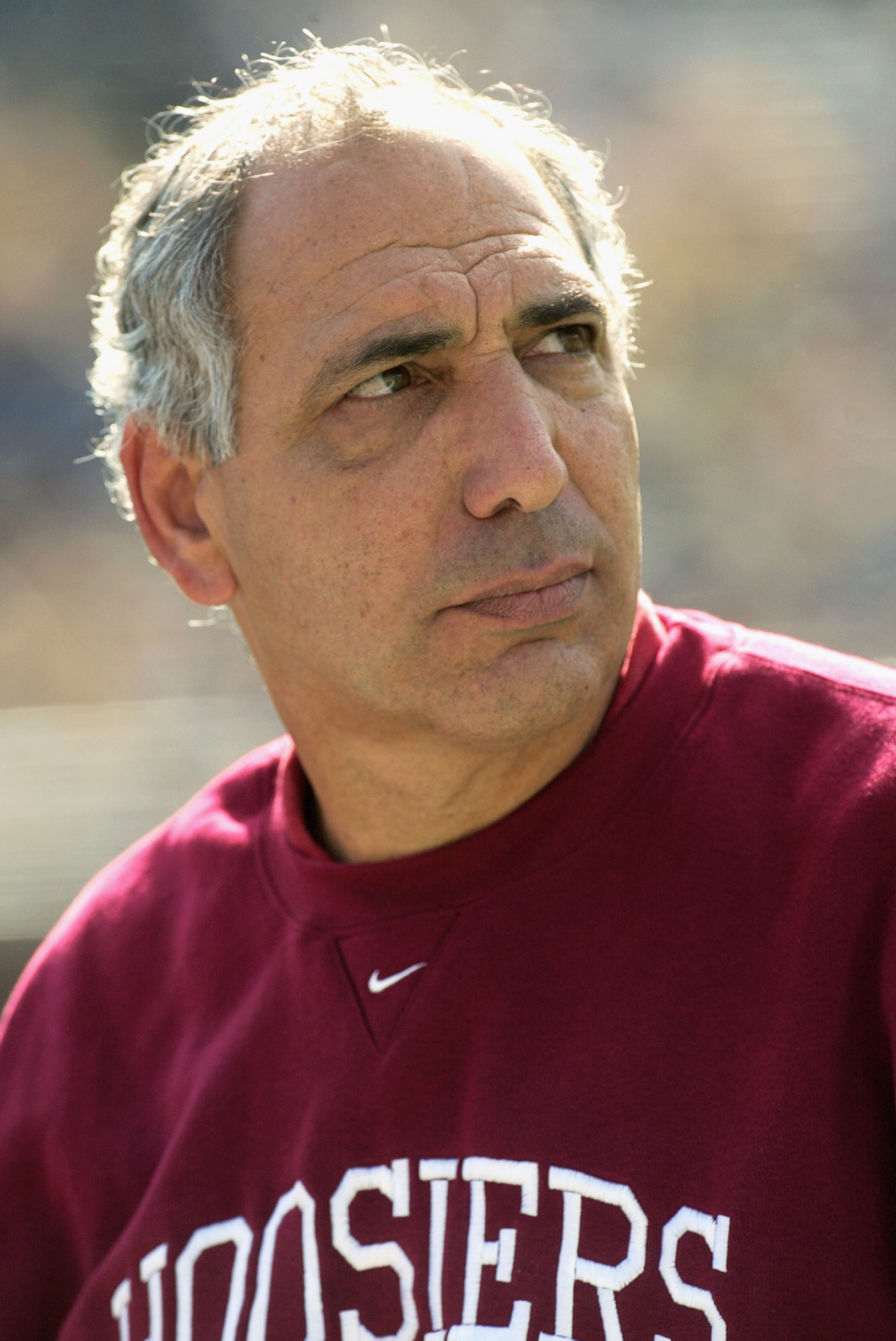 ANN ARBOR, MI - SEPTEMBER 27:  Head coach Gerry DiNardo of the Indiana University at Bloomington Hoosiers watches as his team lose to the University of Michigan Wolverines at Michigan Stadium on September 27, 2003 in Ann Arbor, Michigan. Michigan defeated