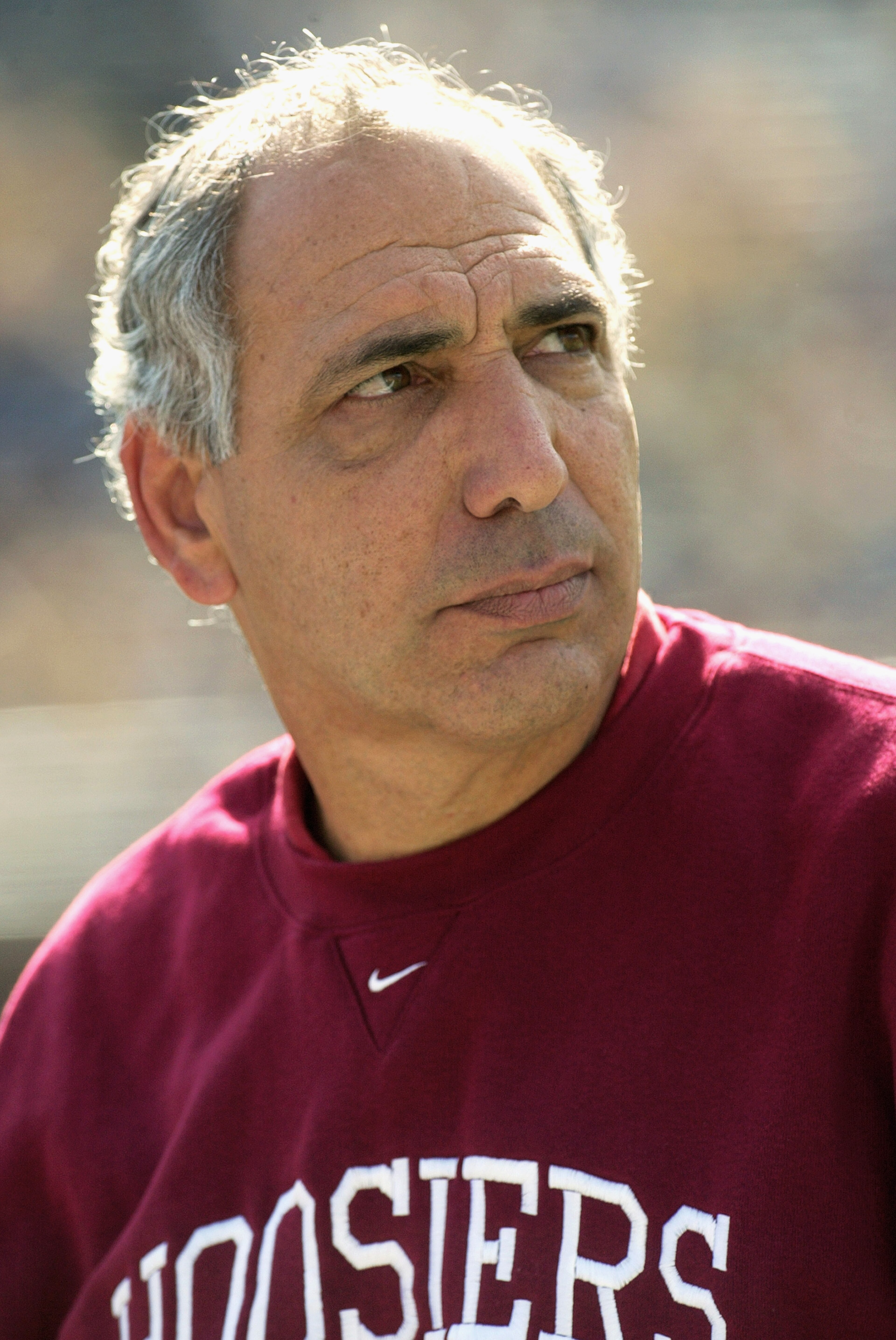 ANN ARBOR, MI - SEPTEMBER 27:  Head coach Gerry DiNardo of the Indiana University at Bloomington Hoosiers watches as his team lose to the University of Michigan Wolverines at Michigan Stadium on September 27, 2003 in Ann Arbor, Michigan. Michigan defeated